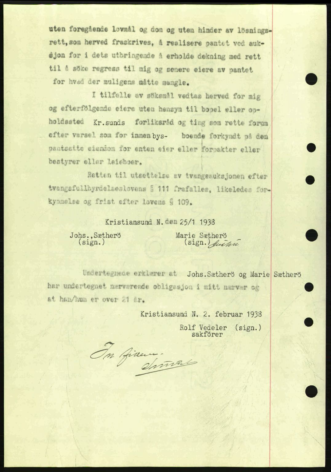 Kristiansund byfogd, SAT/A-4587/A/27: Mortgage book no. 31, 1938-1939, Diary no: : 87/1938