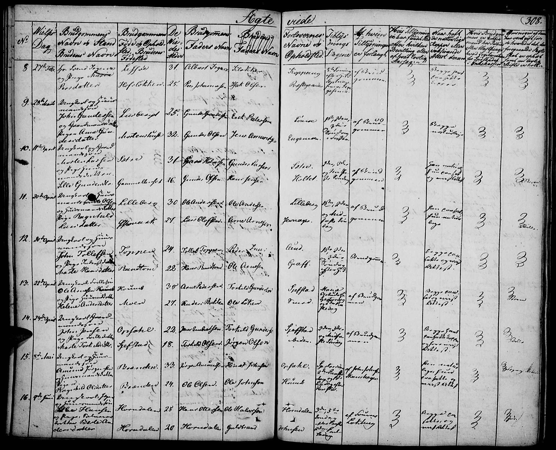 Elverum prestekontor, SAH/PREST-044/H/Ha/Haa/L0008: Parish register (official) no. 8, 1830-1842, p. 308