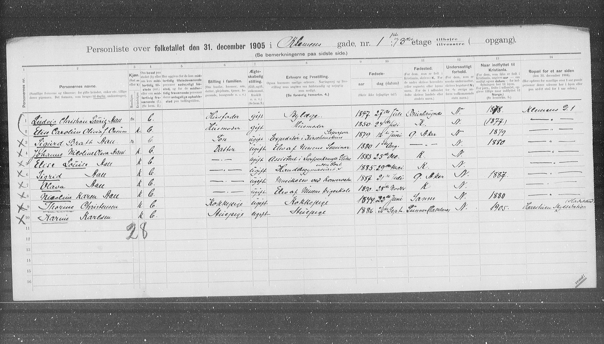 OBA, Municipal Census 1905 for Kristiania, 1905, p. 27259