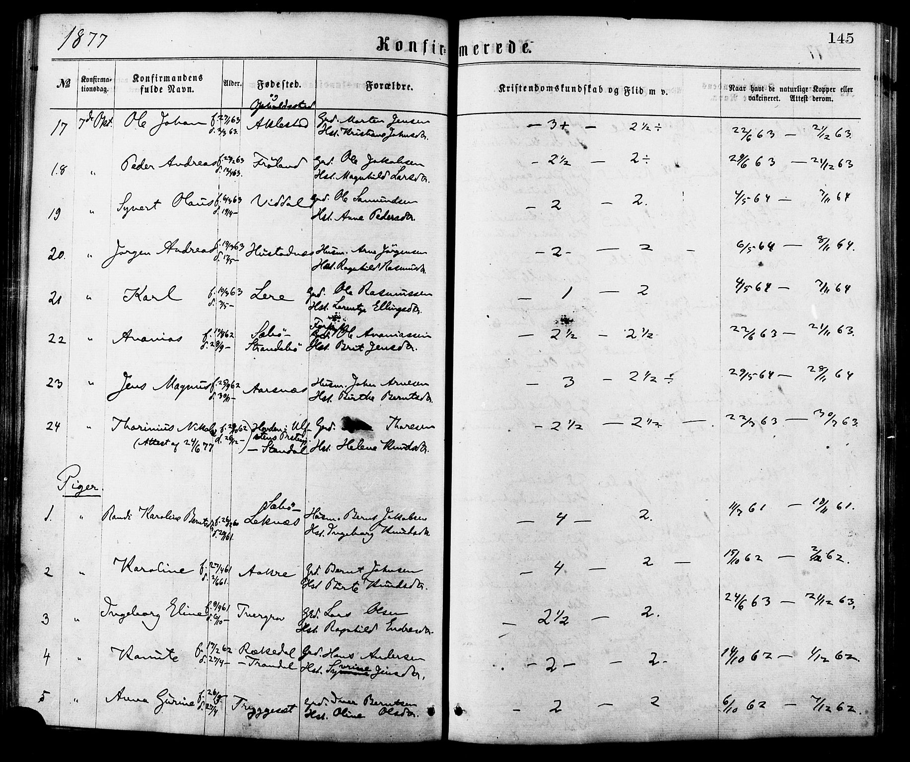 Ministerialprotokoller, klokkerbøker og fødselsregistre - Møre og Romsdal, SAT/A-1454/515/L0210: Parish register (official) no. 515A06, 1868-1885, p. 145