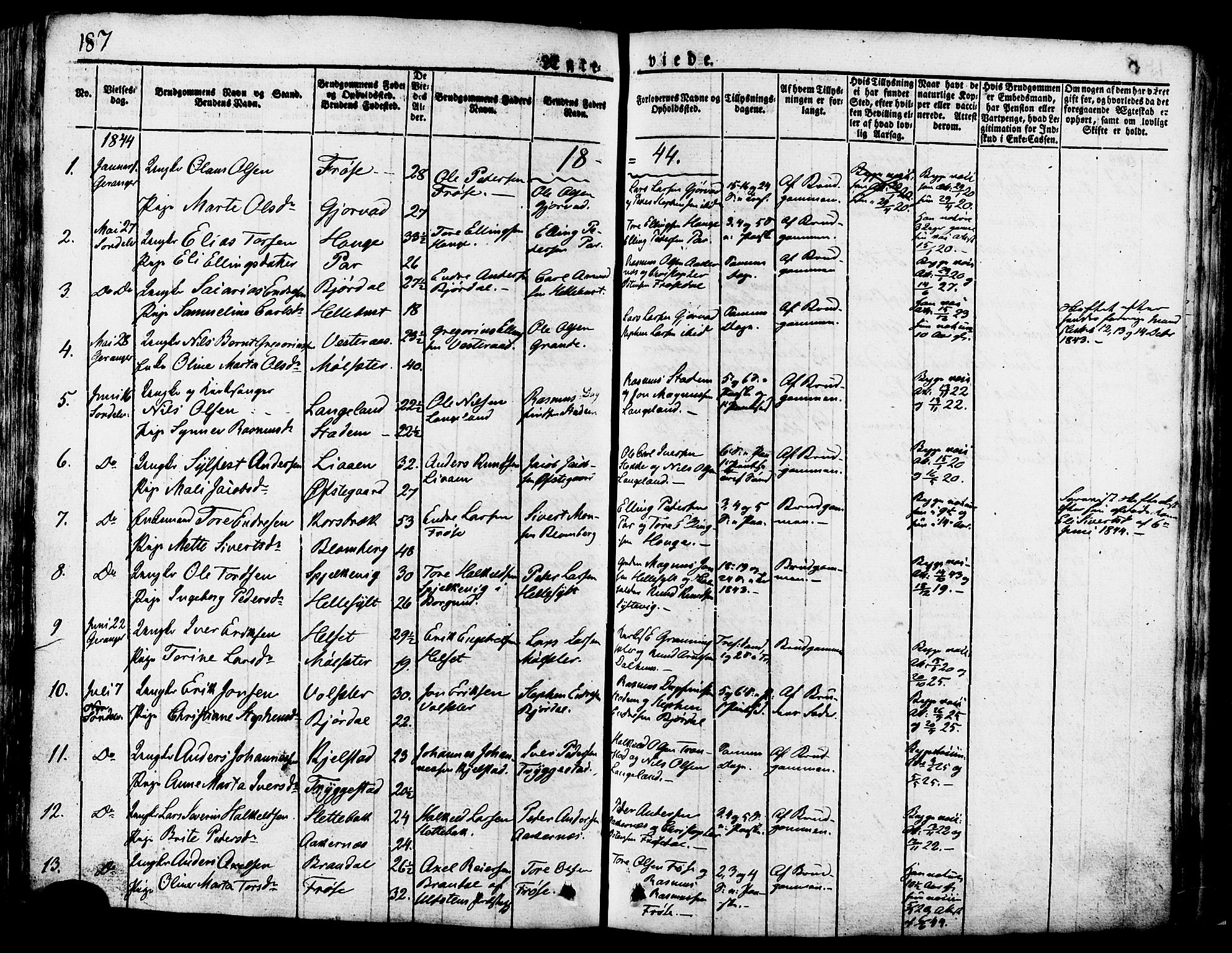 Ministerialprotokoller, klokkerbøker og fødselsregistre - Møre og Romsdal, SAT/A-1454/517/L0221: Parish register (official) no. 517A01, 1827-1858, p. 187