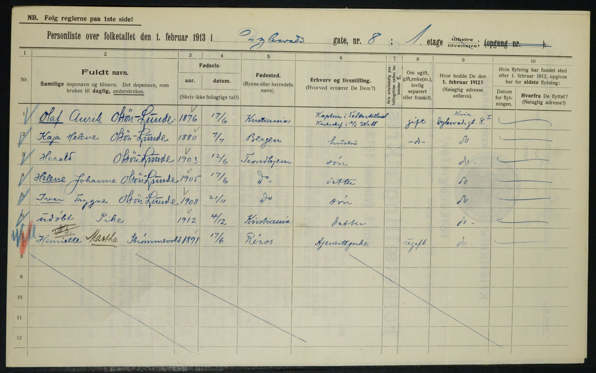 OBA, Municipal Census 1913 for Kristiania, 1913, p. 17617