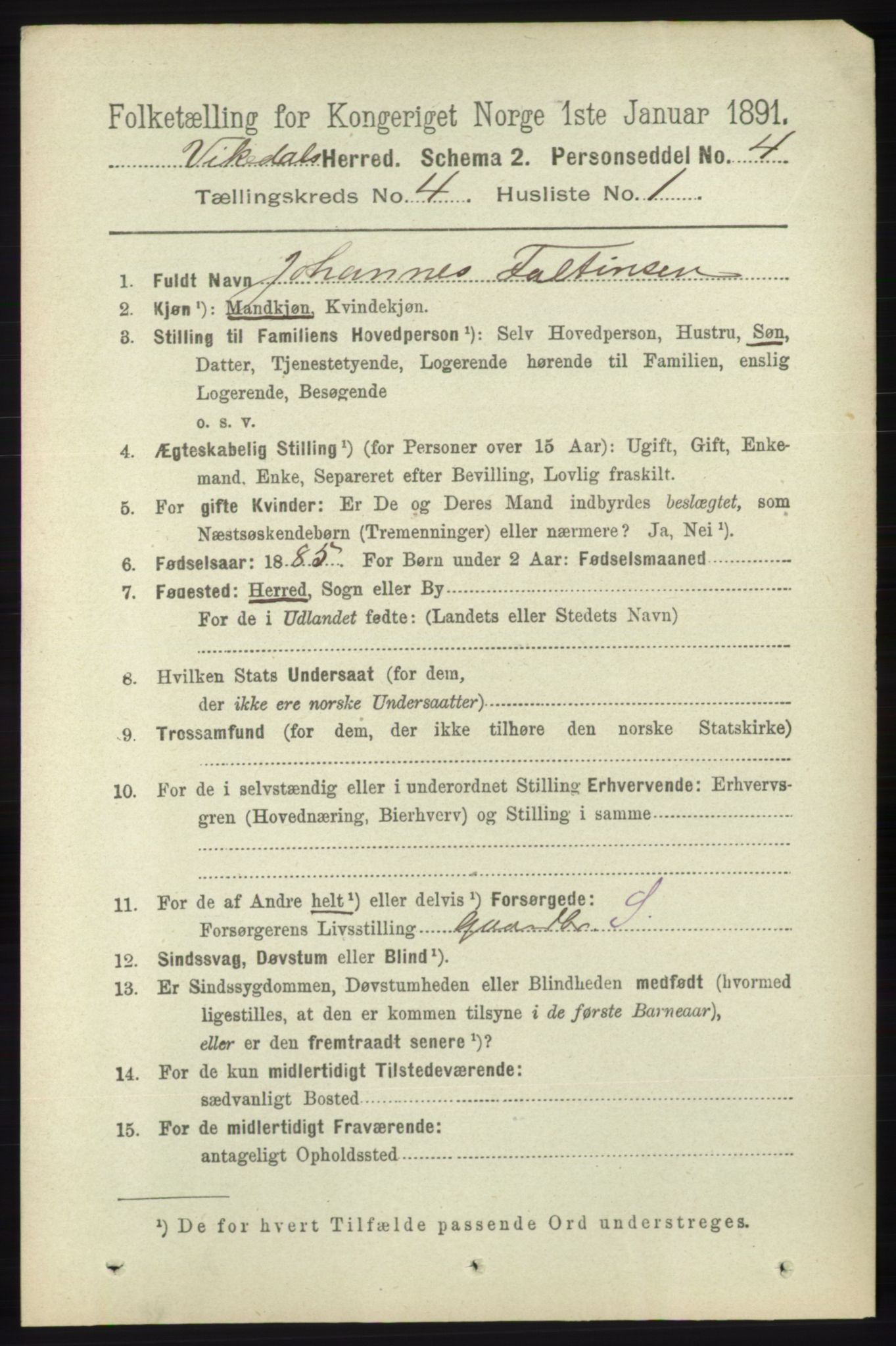 RA, 1891 census for 1157 Vikedal, 1891, p. 933