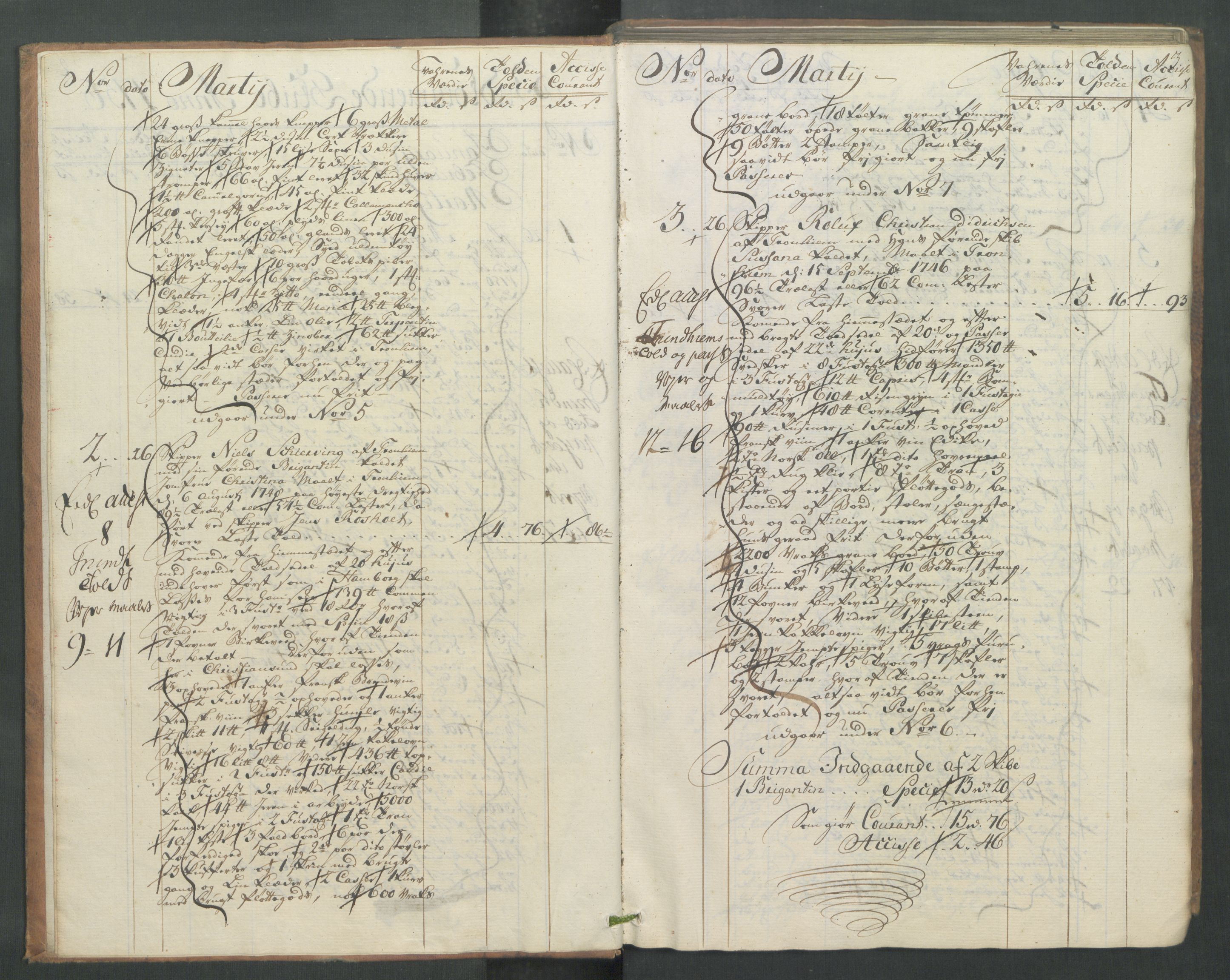 Generaltollkammeret, tollregnskaper, AV/RA-EA-5490/R32/L0013/0001: Tollregnskaper Kristiansund / Hovedtollbok, 1756, p. 2b-3a