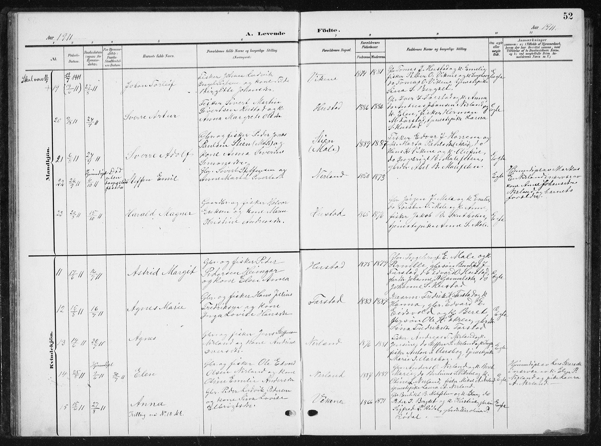 Ministerialprotokoller, klokkerbøker og fødselsregistre - Møre og Romsdal, AV/SAT-A-1454/567/L0784: Parish register (copy) no. 567C04, 1903-1938, p. 52