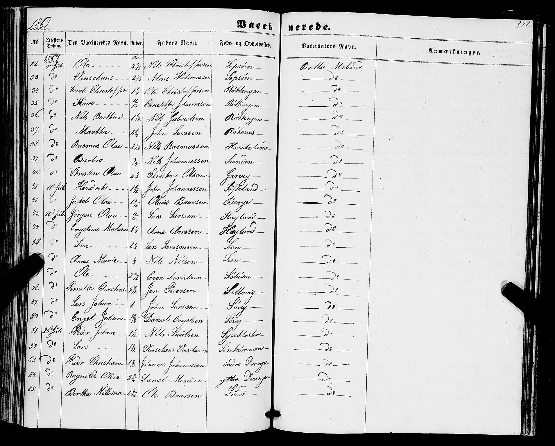 Os sokneprestembete, AV/SAB-A-99929: Parish register (official) no. A 17, 1860-1873, p. 322