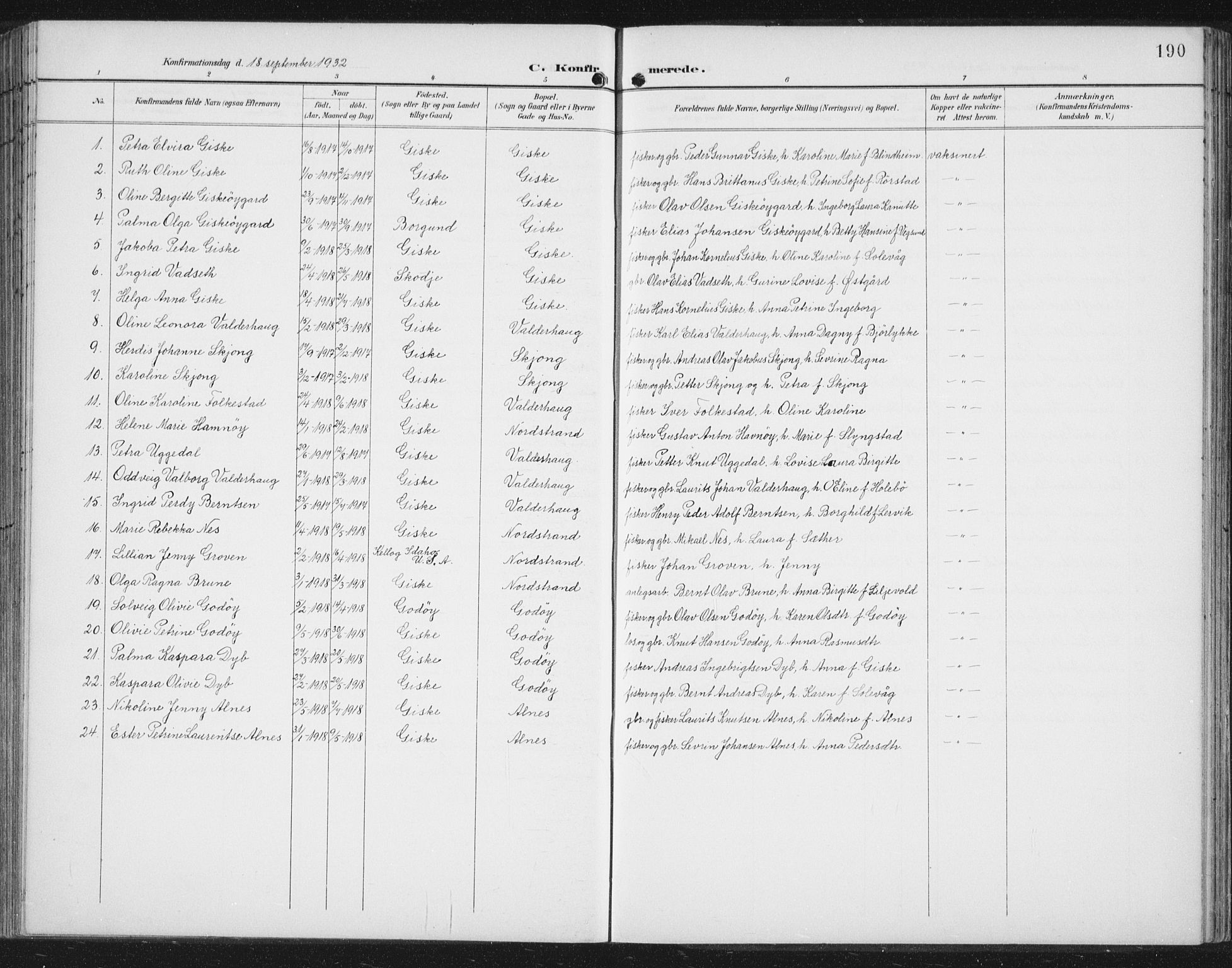 Ministerialprotokoller, klokkerbøker og fødselsregistre - Møre og Romsdal, AV/SAT-A-1454/534/L0489: Parish register (copy) no. 534C01, 1899-1941, p. 190