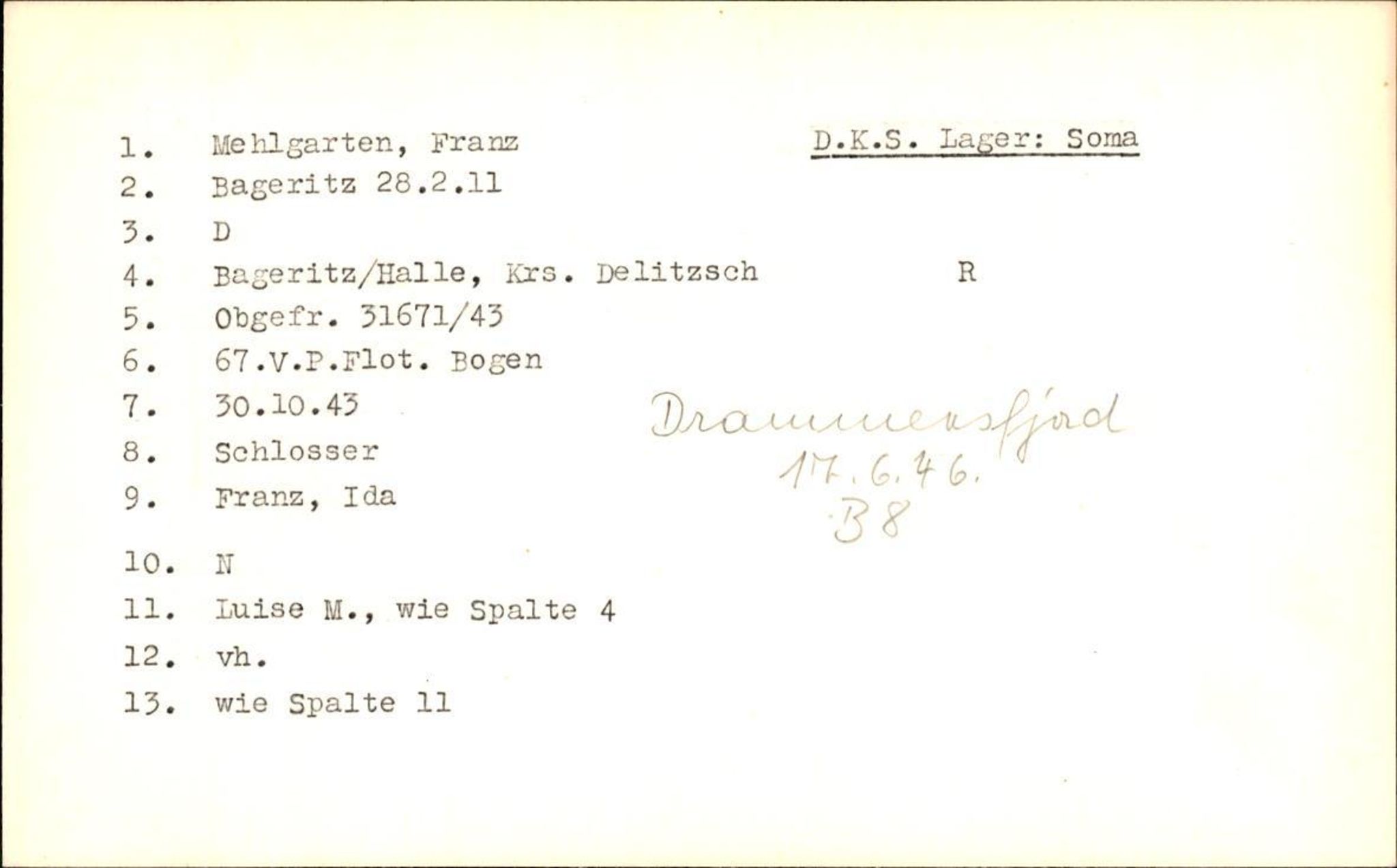 Hjemsendte tyskere , AV/RA-RAFA-6487/D/Db/L0019: Medrow-Mulsow, 1945-1947, p. 17