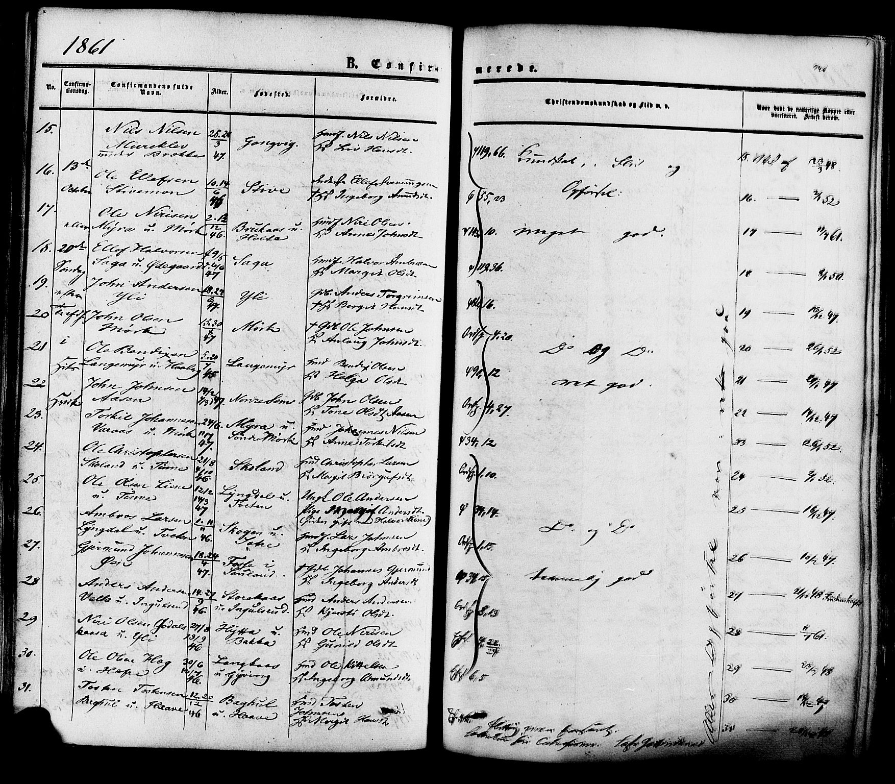 Heddal kirkebøker, SAKO/A-268/F/Fa/L0007: Parish register (official) no. I 7, 1855-1877, p. 240