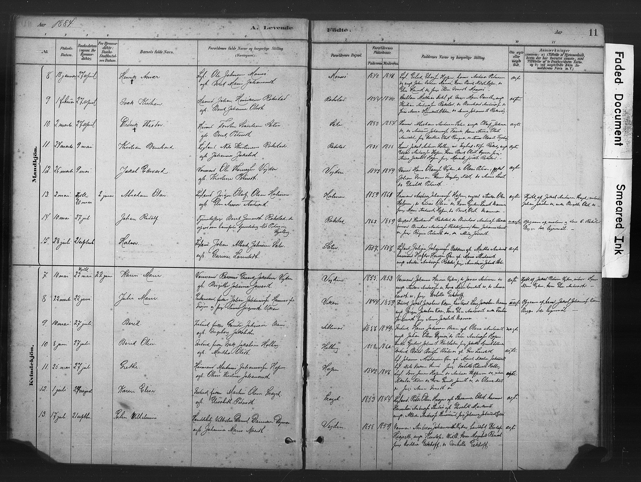 Ministerialprotokoller, klokkerbøker og fødselsregistre - Møre og Romsdal, SAT/A-1454/583/L0954: Parish register (official) no. 583A01, 1880-1906, p. 11