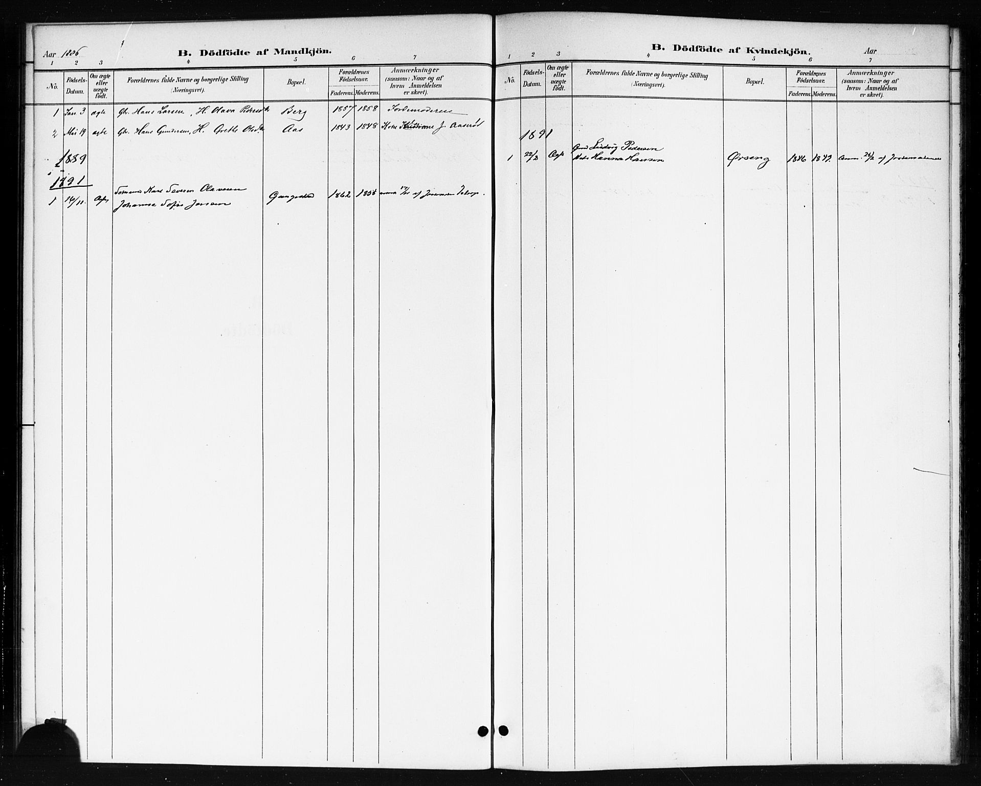 Skjeberg prestekontor Kirkebøker, AV/SAO-A-10923/F/Fb/L0001: Parish register (official) no. II 1, 1886-1894