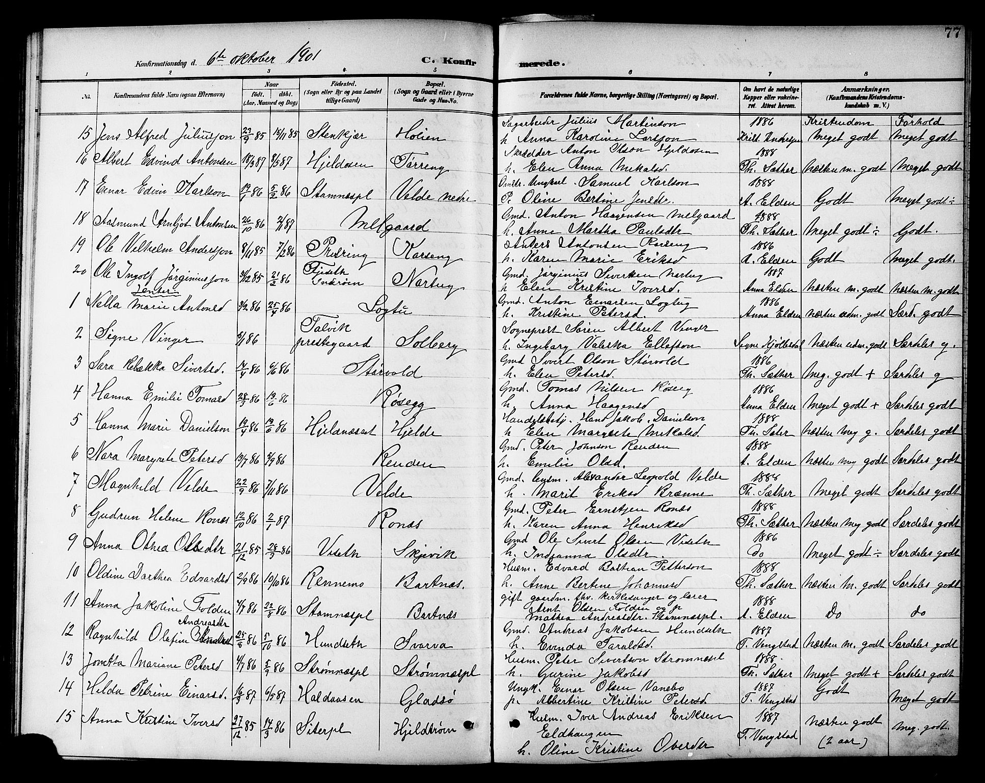 Ministerialprotokoller, klokkerbøker og fødselsregistre - Nord-Trøndelag, SAT/A-1458/741/L0401: Parish register (copy) no. 741C02, 1899-1911, p. 77