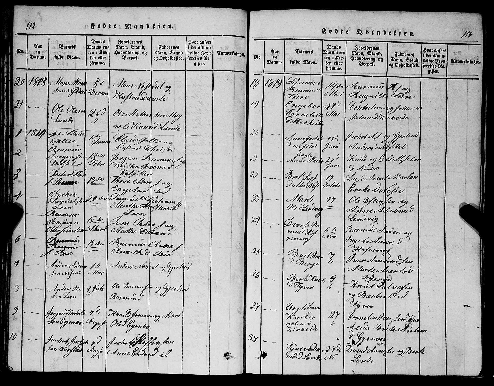 Stryn Sokneprestembete, AV/SAB-A-82501: Parish register (copy) no. C 1, 1801-1845, p. 112-113