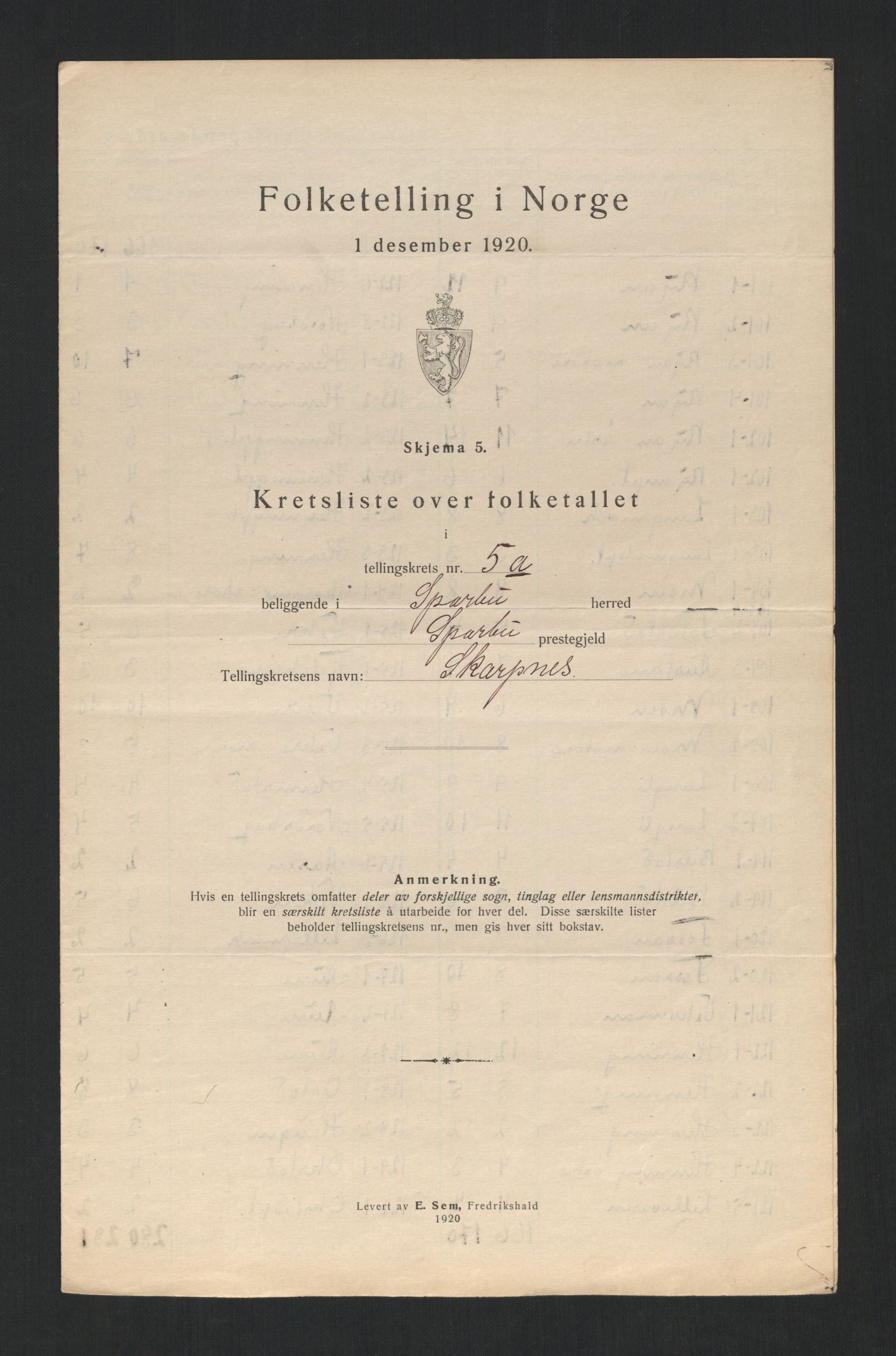 SAT, 1920 census for Sparbu, 1920, p. 27