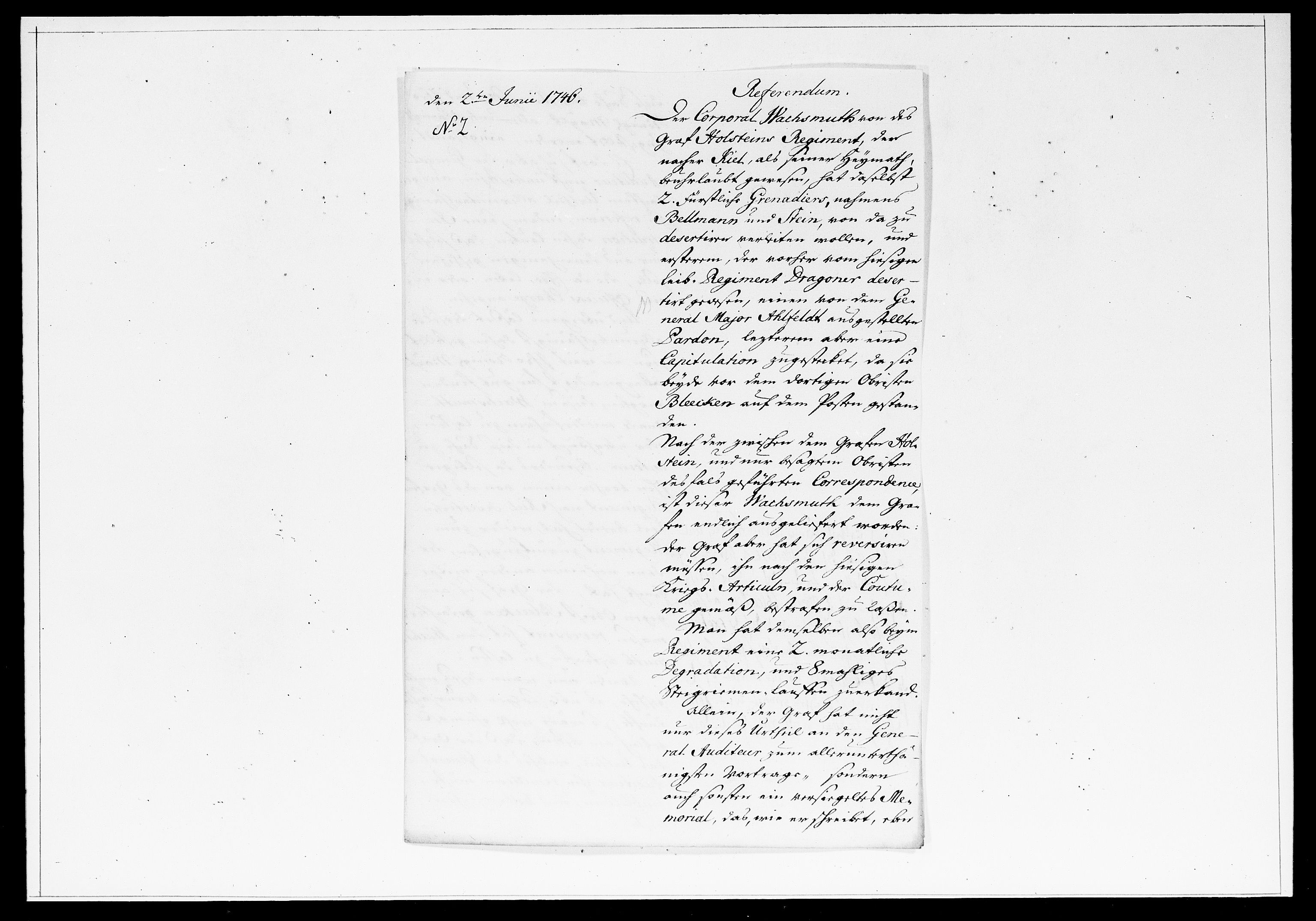 Krigskollegiet, Krigskancelliet, DRA/A-0006/-/1194-1198: Refererede sager, 1746, p. 134