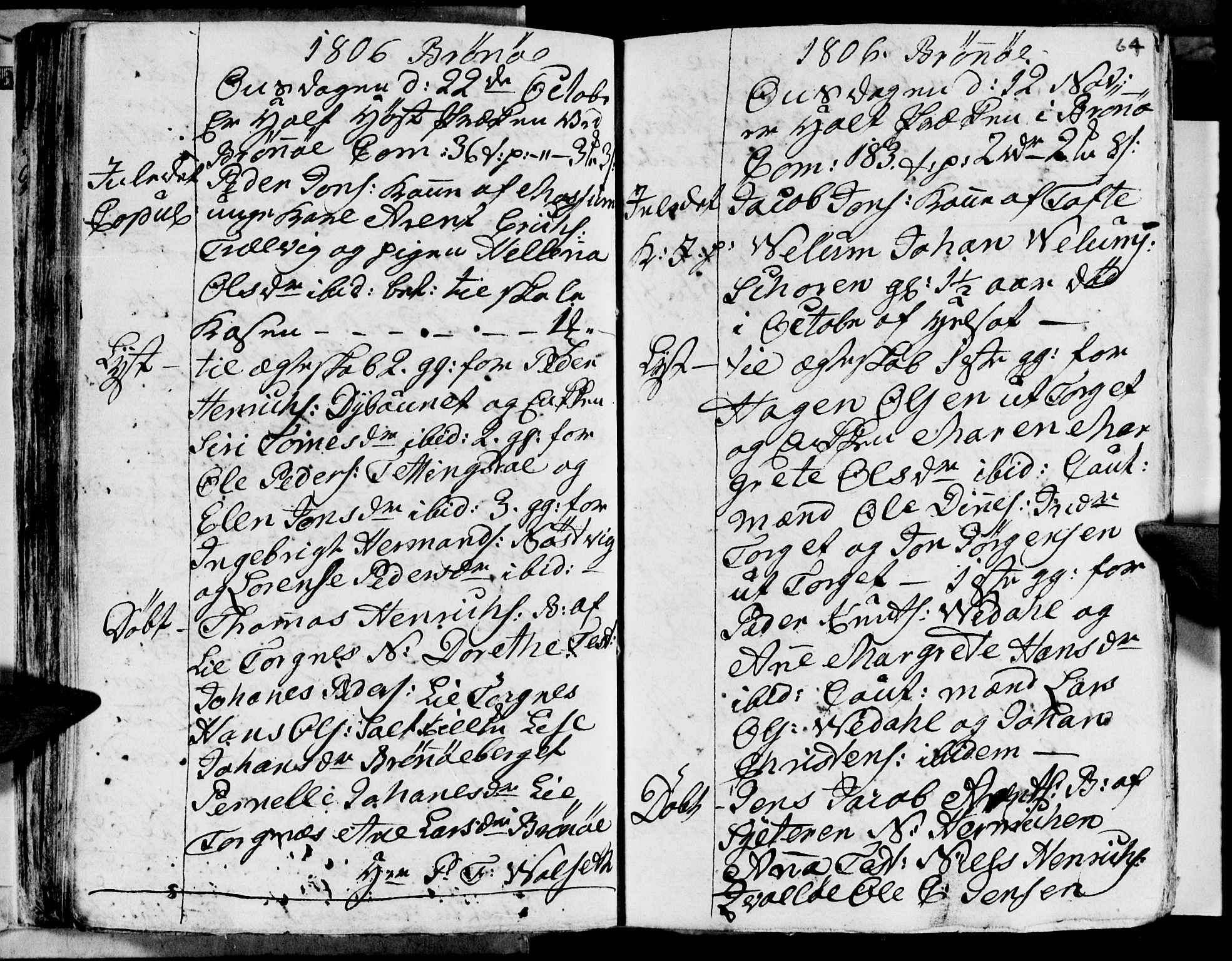 Ministerialprotokoller, klokkerbøker og fødselsregistre - Nordland, AV/SAT-A-1459/813/L0209: Parish register (copy) no. 813C01, 1803-1821, p. 64