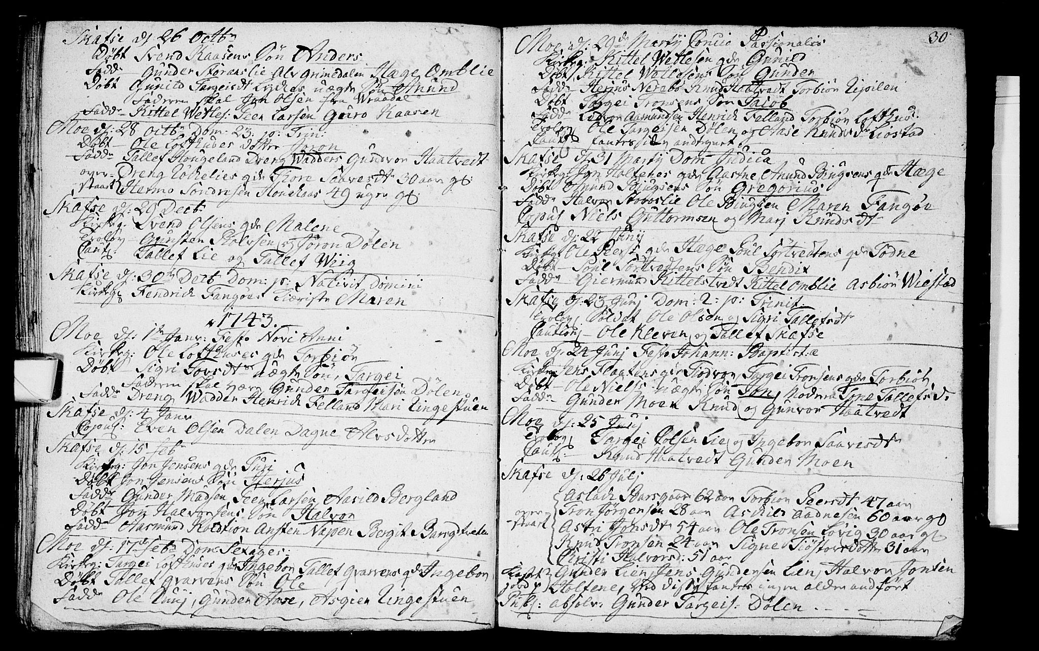 Mo kirkebøker, SAKO/A-286/F/Fa/L0001: Parish register (official) no. I 1, 1724-1748, p. 30