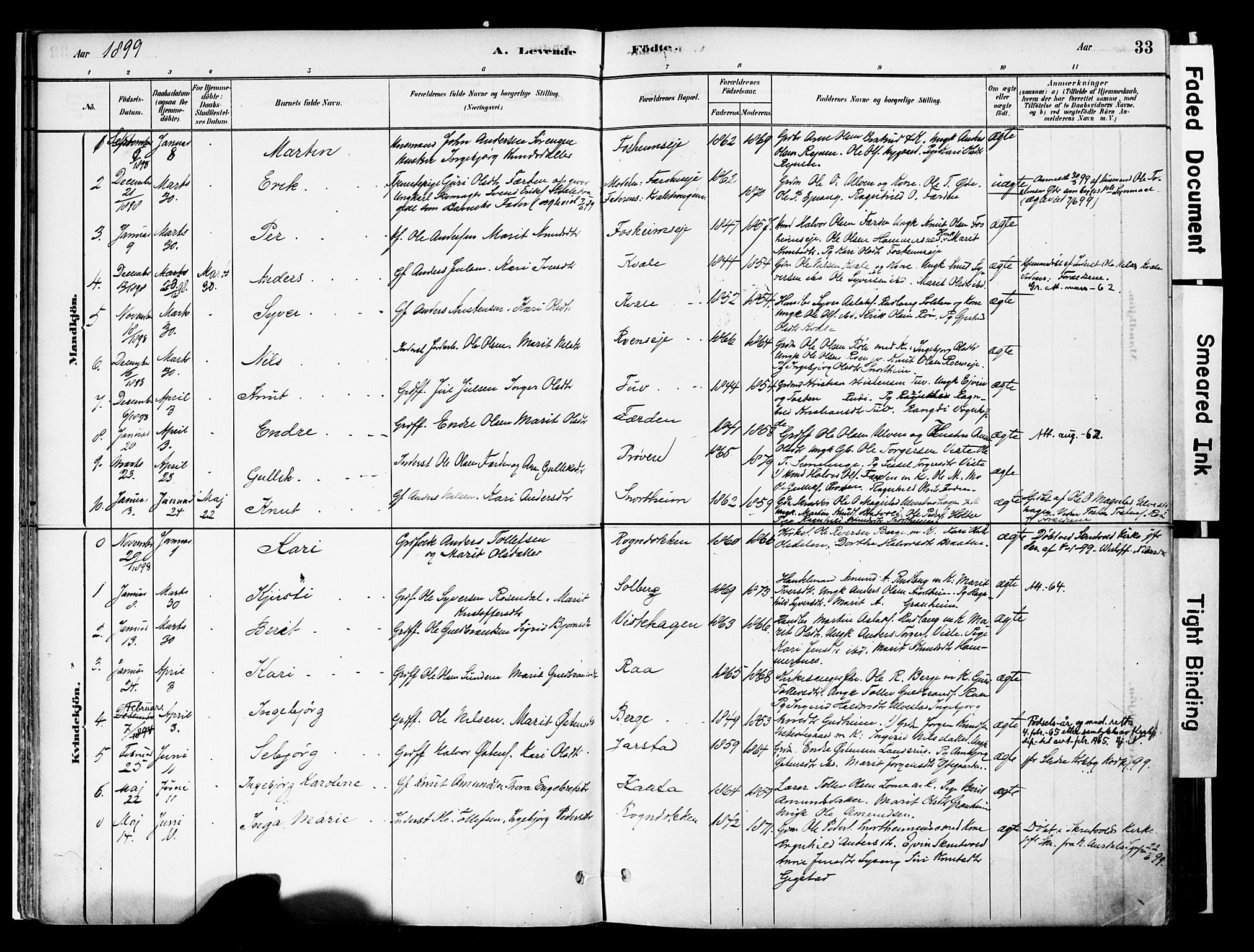 Vestre Slidre prestekontor, SAH/PREST-136/H/Ha/Haa/L0006: Parish register (official) no. 6, 1881-1912, p. 33