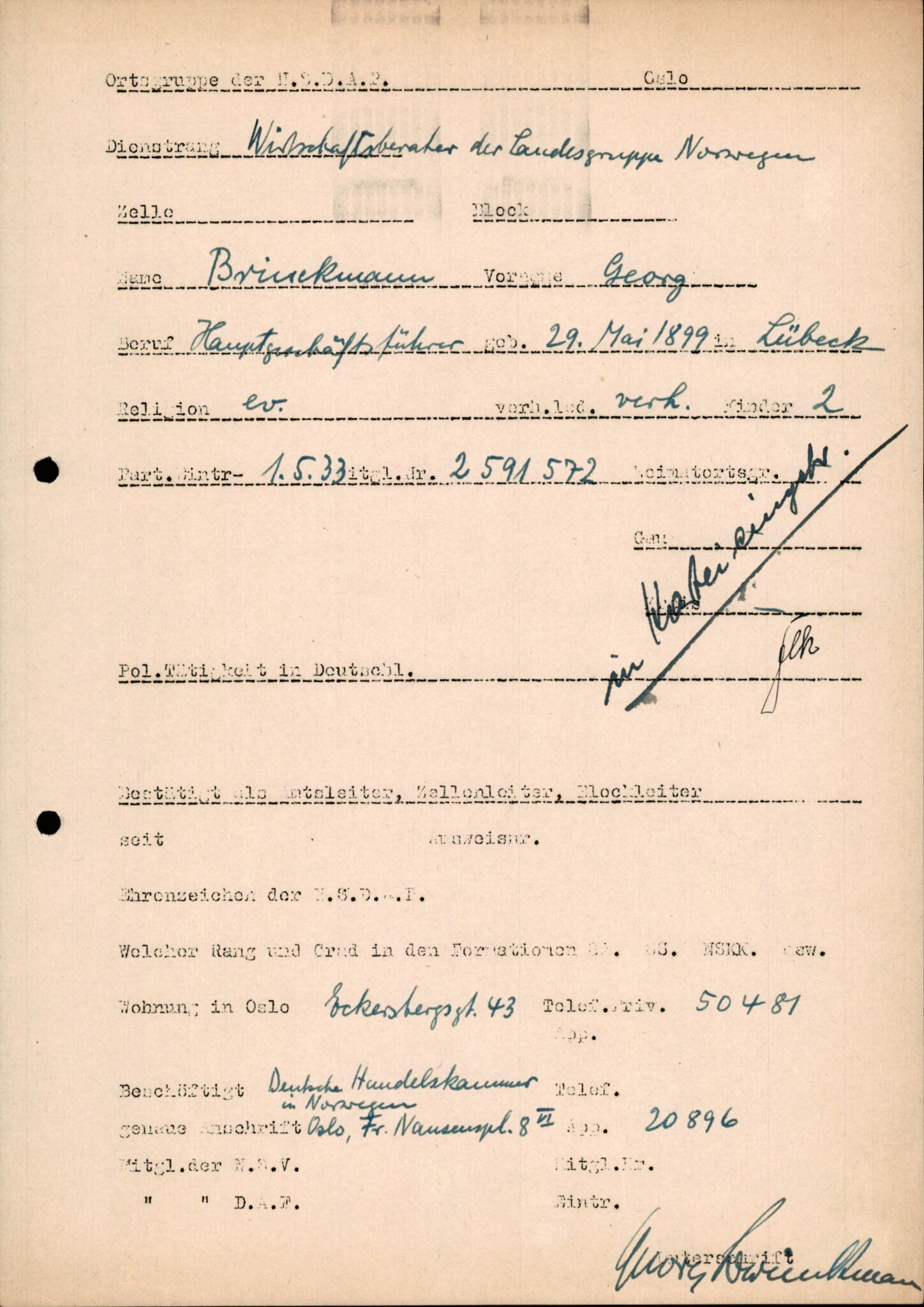 Forsvarets Overkommando. 2 kontor. Arkiv 11.4. Spredte tyske arkivsaker, AV/RA-RAFA-7031/D/Dar/Darb/L0015: Reichskommissariat - NSDAP in Norwegen, 1938-1945, p. 347