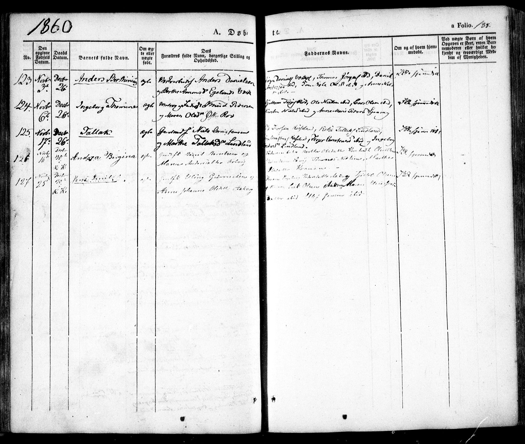 Søndeled sokneprestkontor, AV/SAK-1111-0038/F/Fa/L0002: Parish register (official) no. A 2, 1839-1860, p. 188