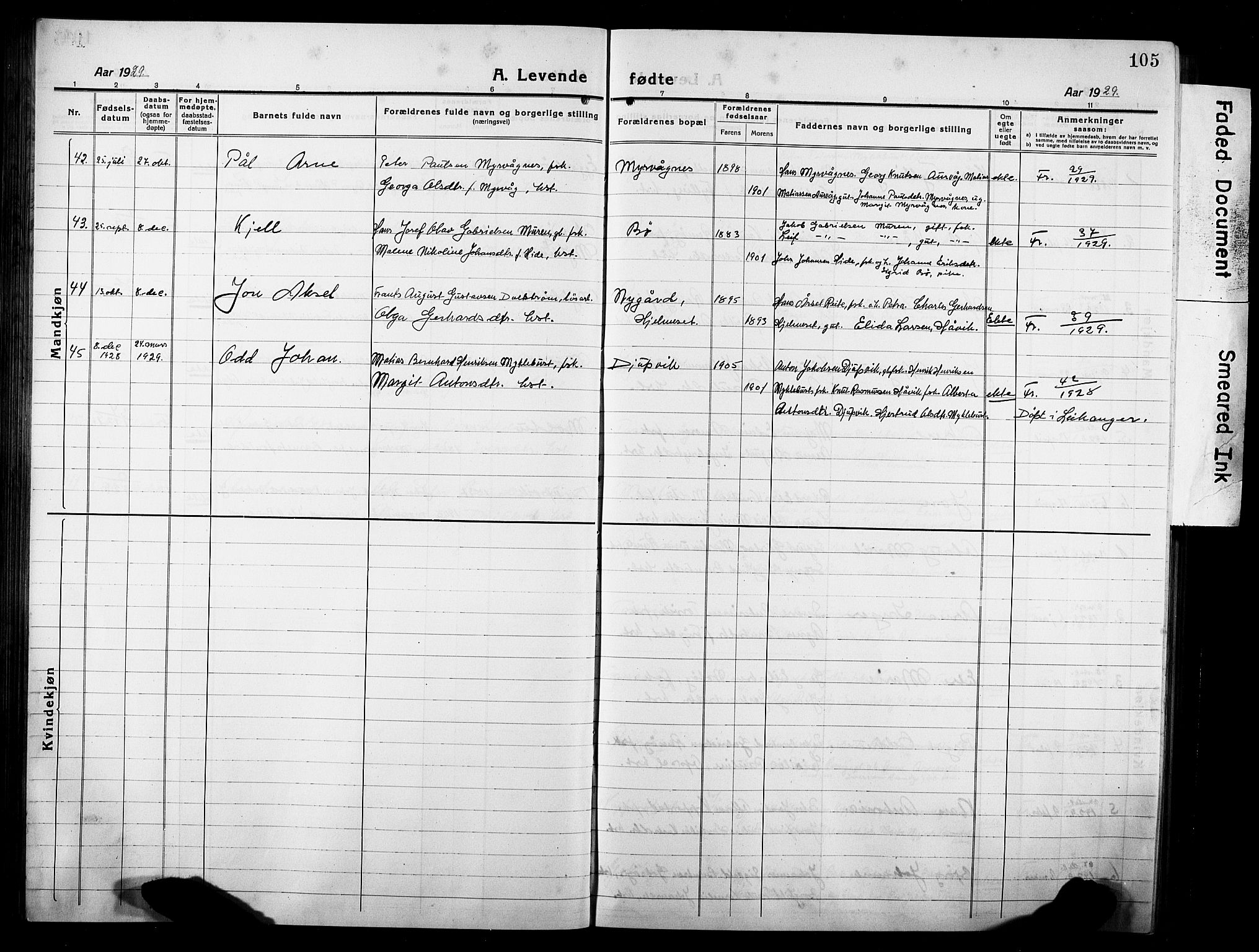 Ministerialprotokoller, klokkerbøker og fødselsregistre - Møre og Romsdal, AV/SAT-A-1454/507/L0084: Parish register (copy) no. 507C07, 1919-1932, p. 105