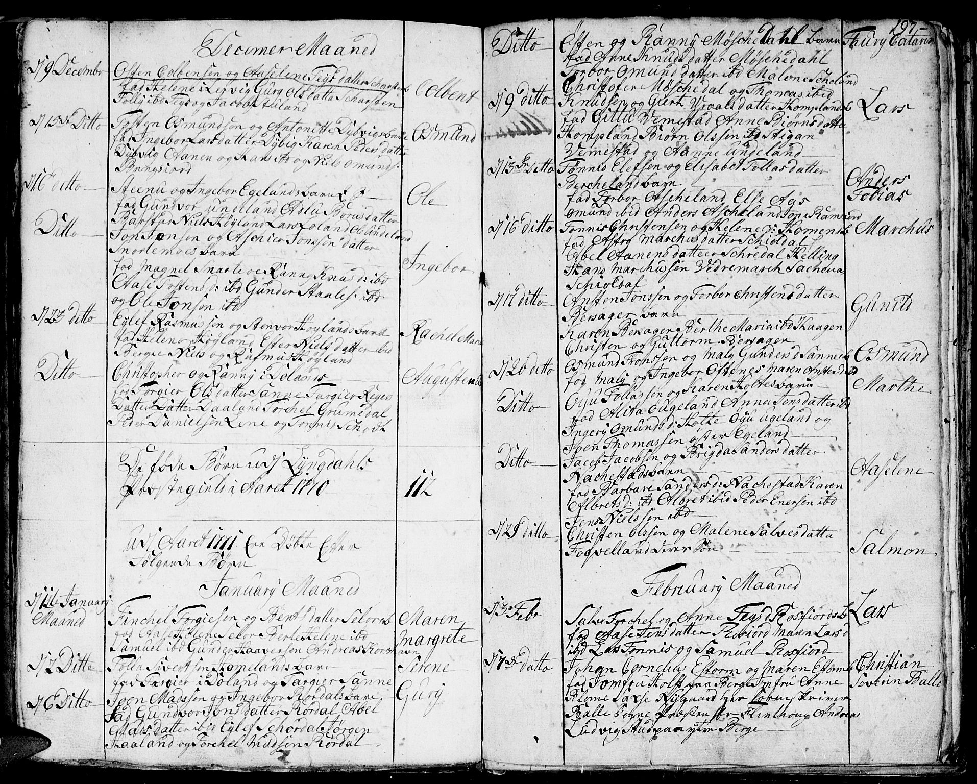 Lyngdal sokneprestkontor, AV/SAK-1111-0029/F/Fa/Fac/L0001: Parish register (official) no. A 1, 1727-1779, p. 197