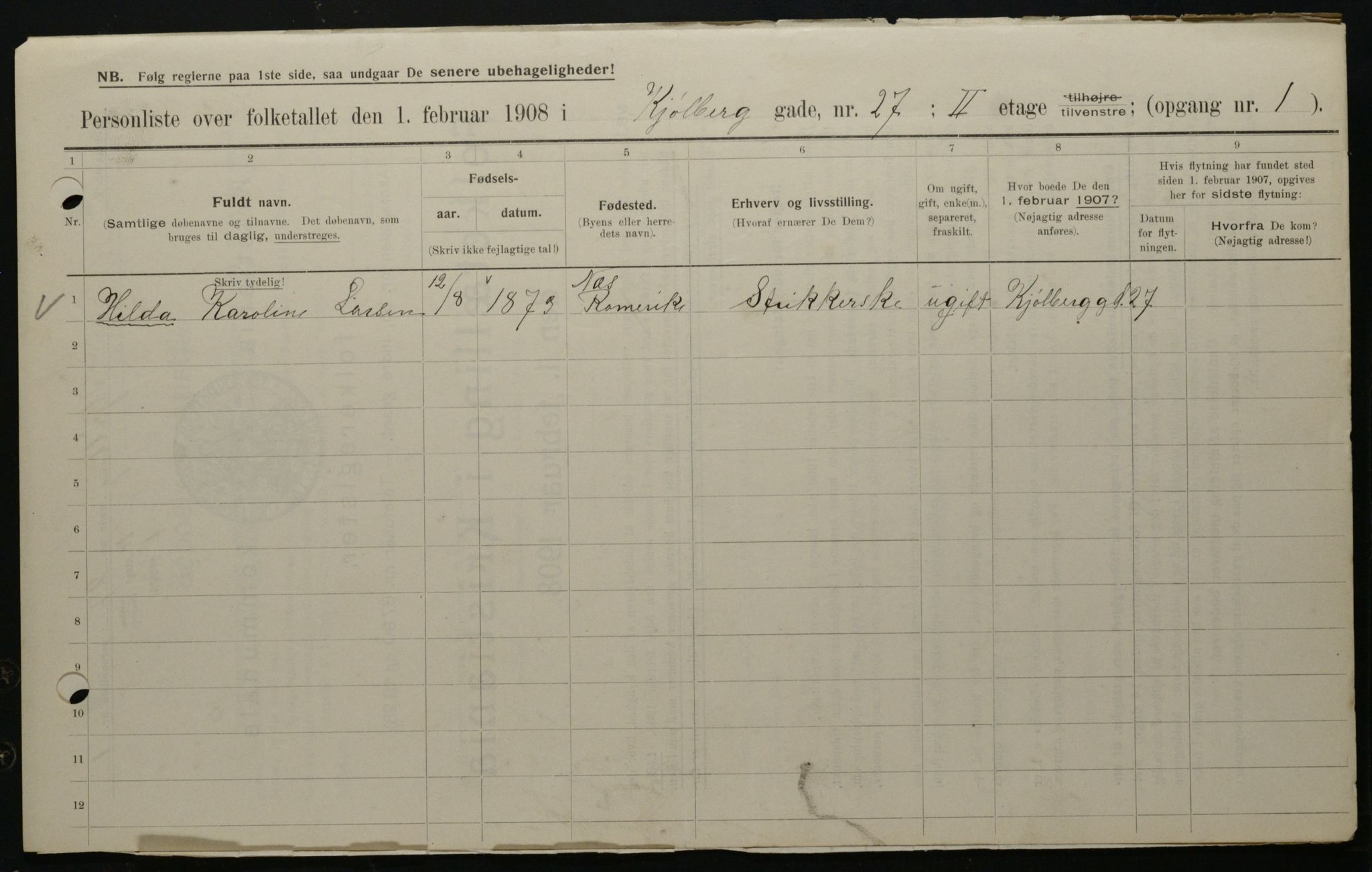 OBA, Municipal Census 1908 for Kristiania, 1908, p. 46338