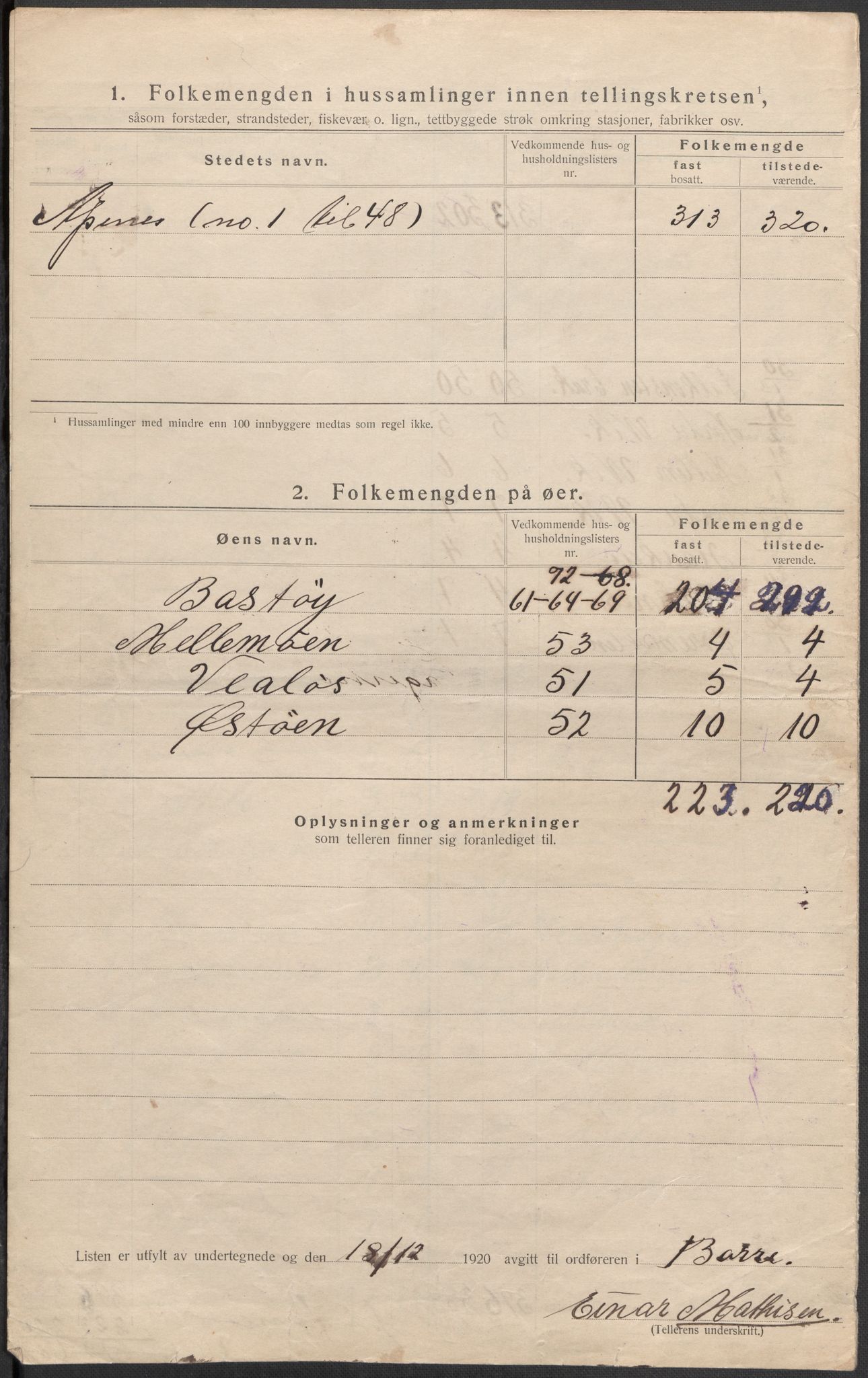 SAKO, 1920 census for Borre, 1920, p. 10