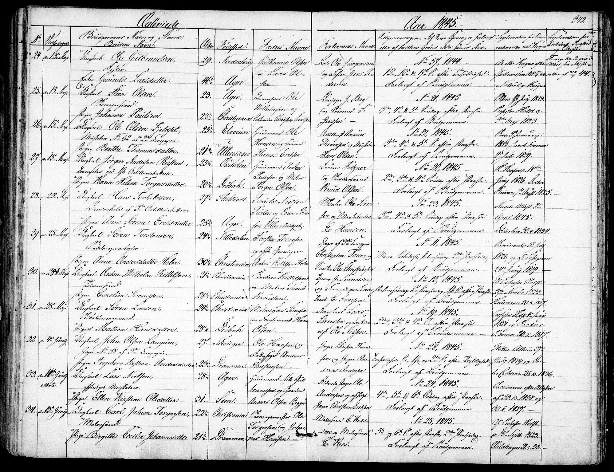 Garnisonsmenigheten Kirkebøker, AV/SAO-A-10846/F/Fa/L0008: Parish register (official) no. 8, 1842-1859, p. 342