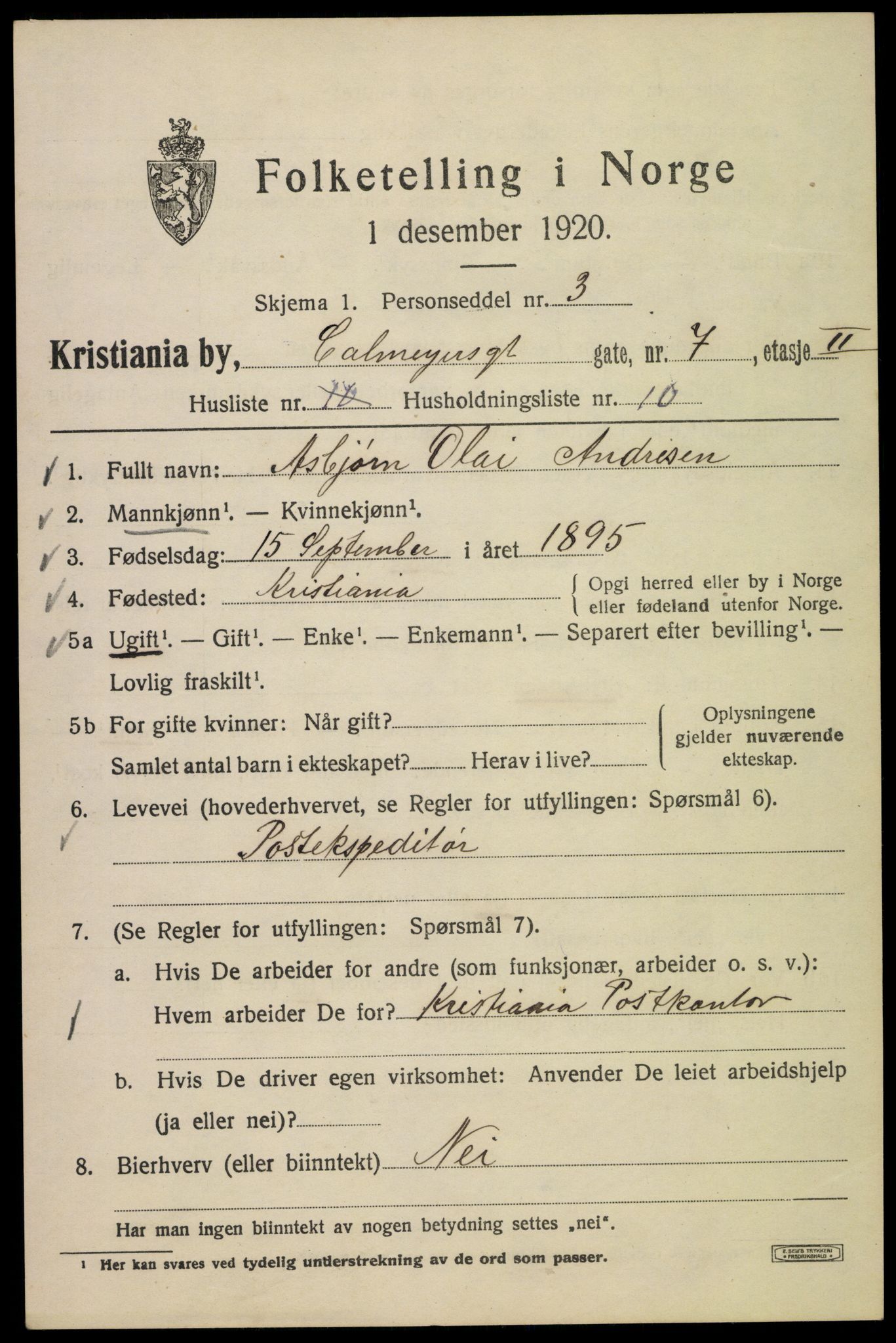 SAO, 1920 census for Kristiania, 1920, p. 181809