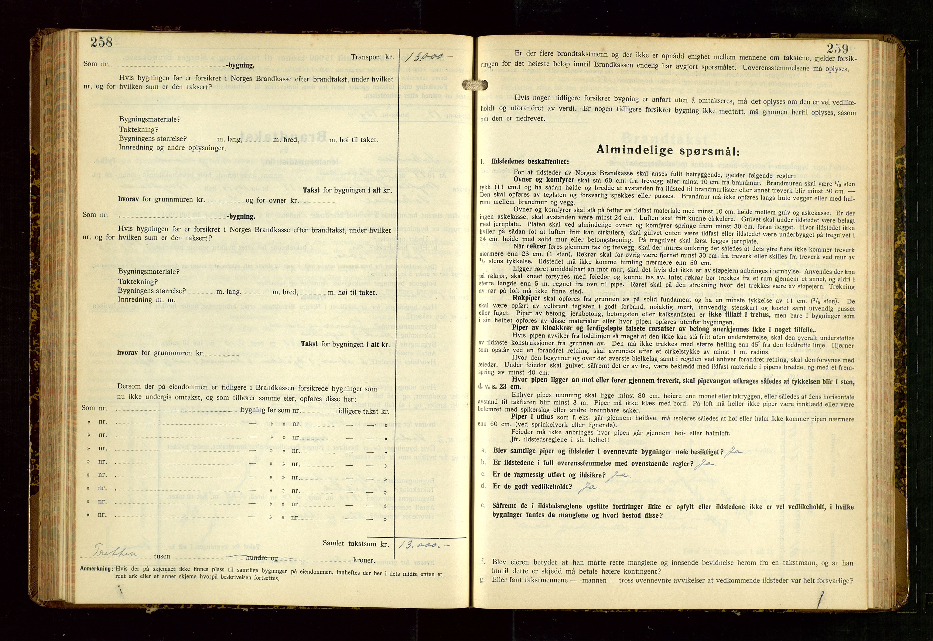 Sokndal lensmannskontor, SAST/A-100417/Gob/L0008: "Brandtakst-Protokoll", 1937-1955, p. 258-259