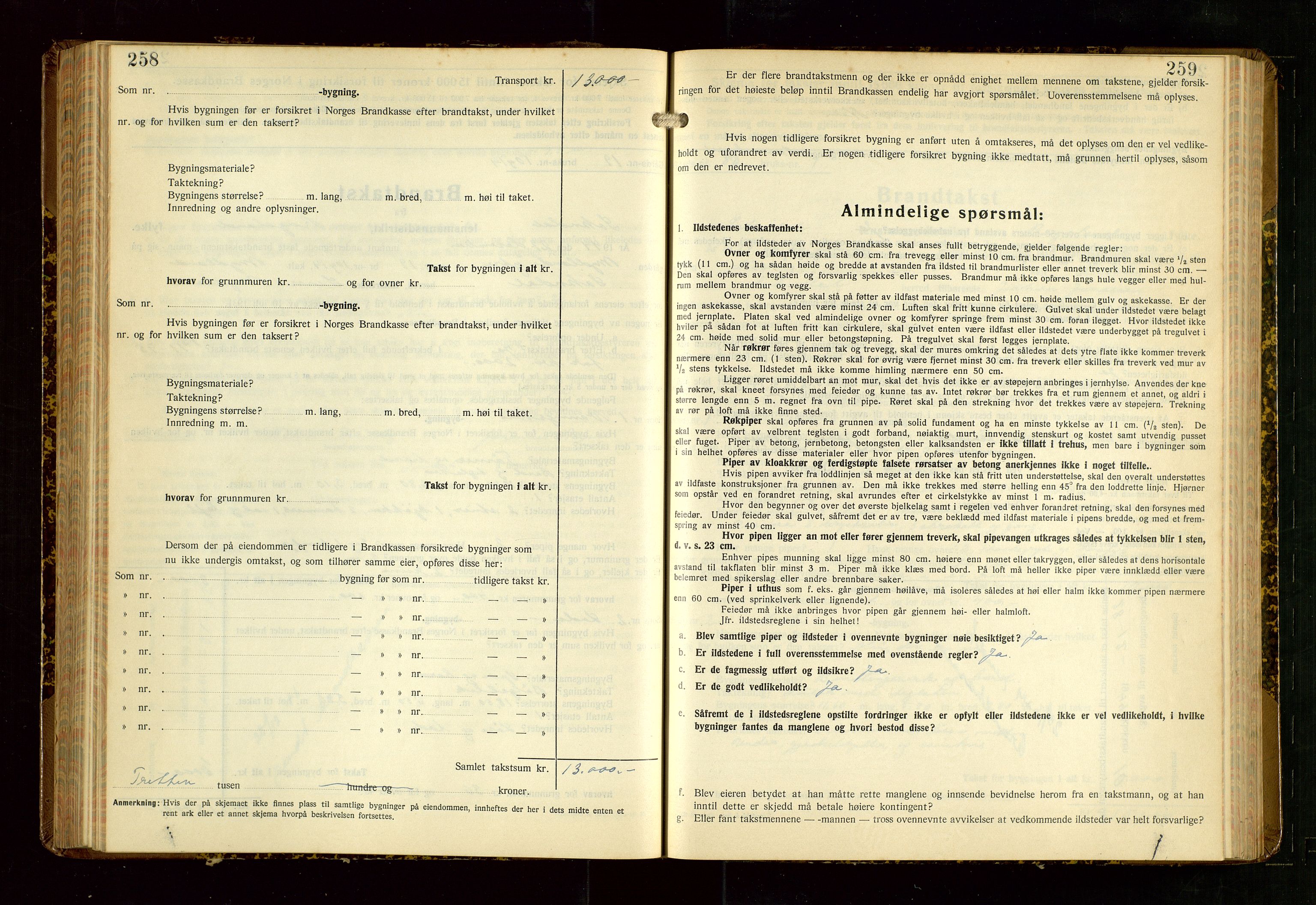 Sokndal lensmannskontor, AV/SAST-A-100417/Gob/L0008: "Brandtakst-Protokoll", 1937-1955, p. 258-259