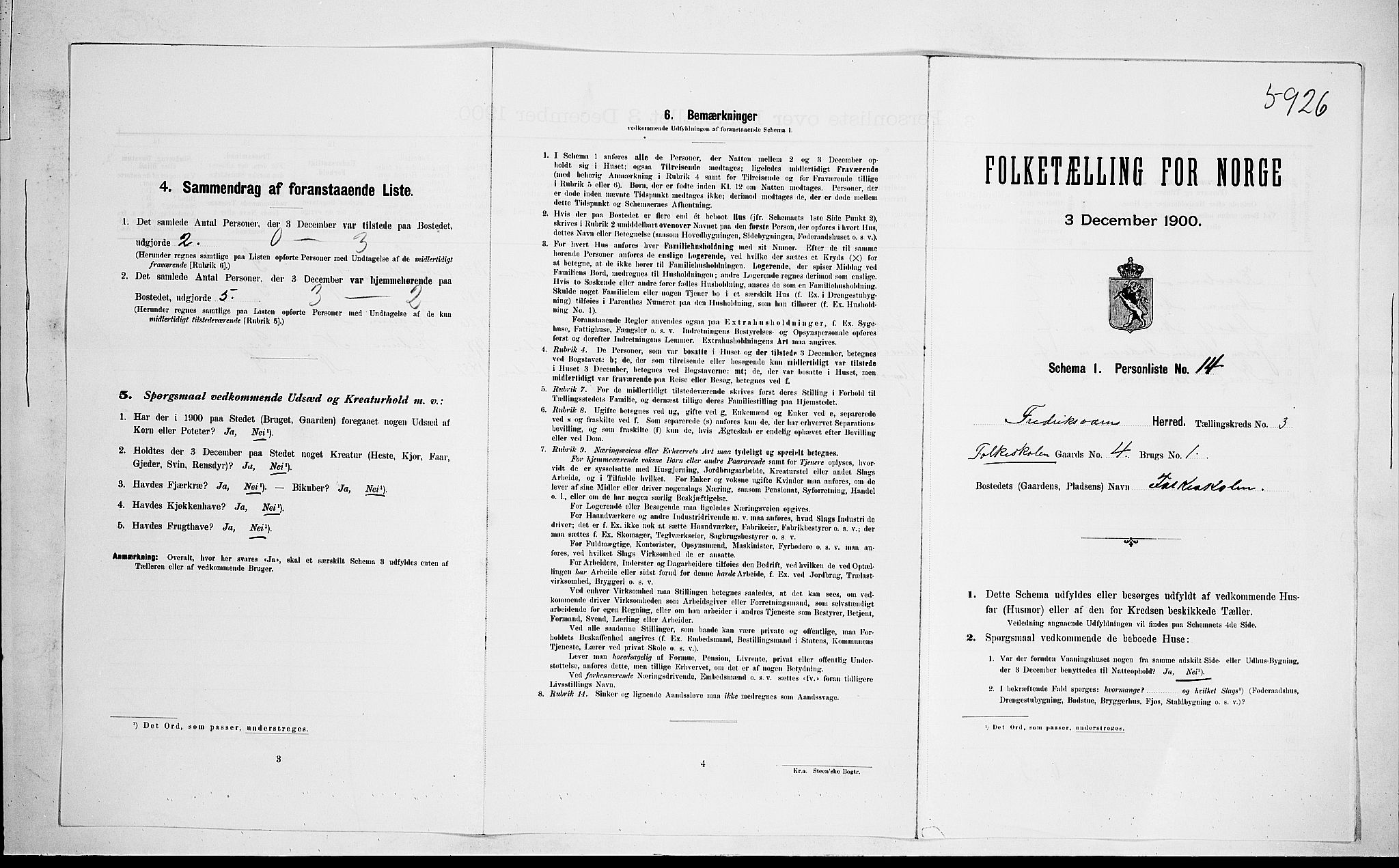 RA, 1900 census for Fredriksvern, 1900, p. 149