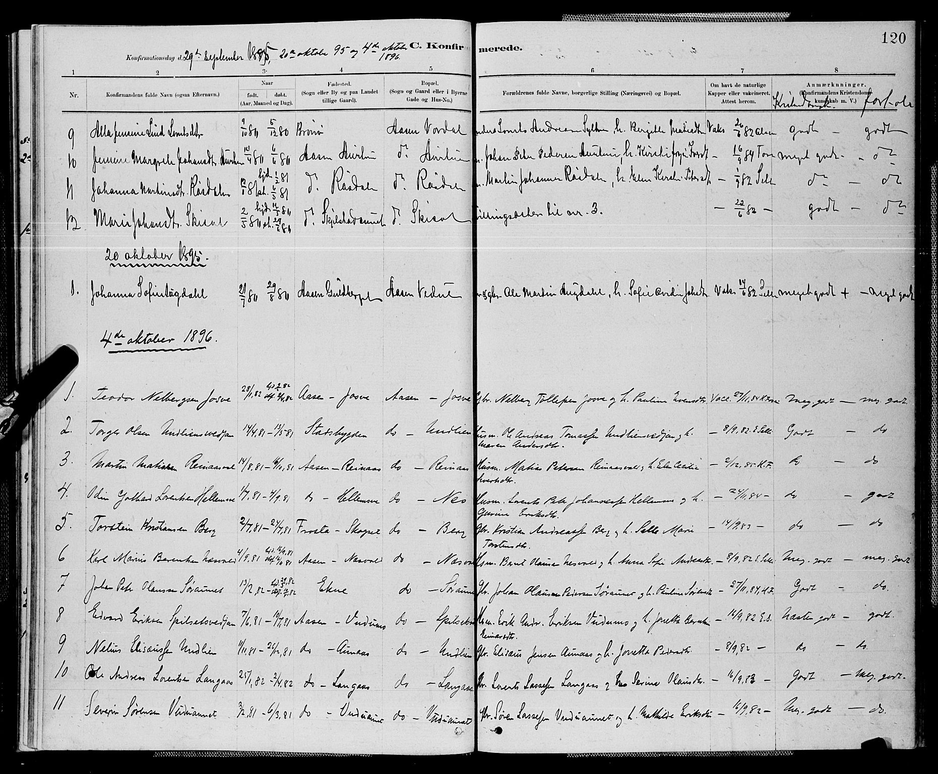 Ministerialprotokoller, klokkerbøker og fødselsregistre - Nord-Trøndelag, SAT/A-1458/714/L0134: Parish register (copy) no. 714C03, 1878-1898, p. 120