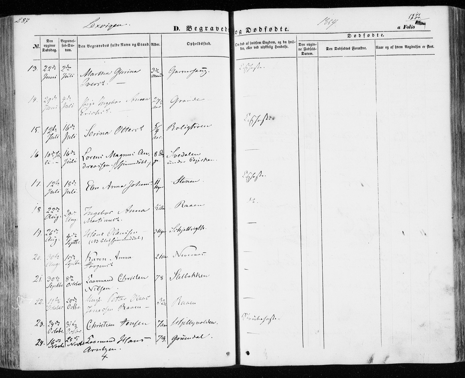 Ministerialprotokoller, klokkerbøker og fødselsregistre - Nord-Trøndelag, SAT/A-1458/701/L0008: Parish register (official) no. 701A08 /1, 1854-1863, p. 287