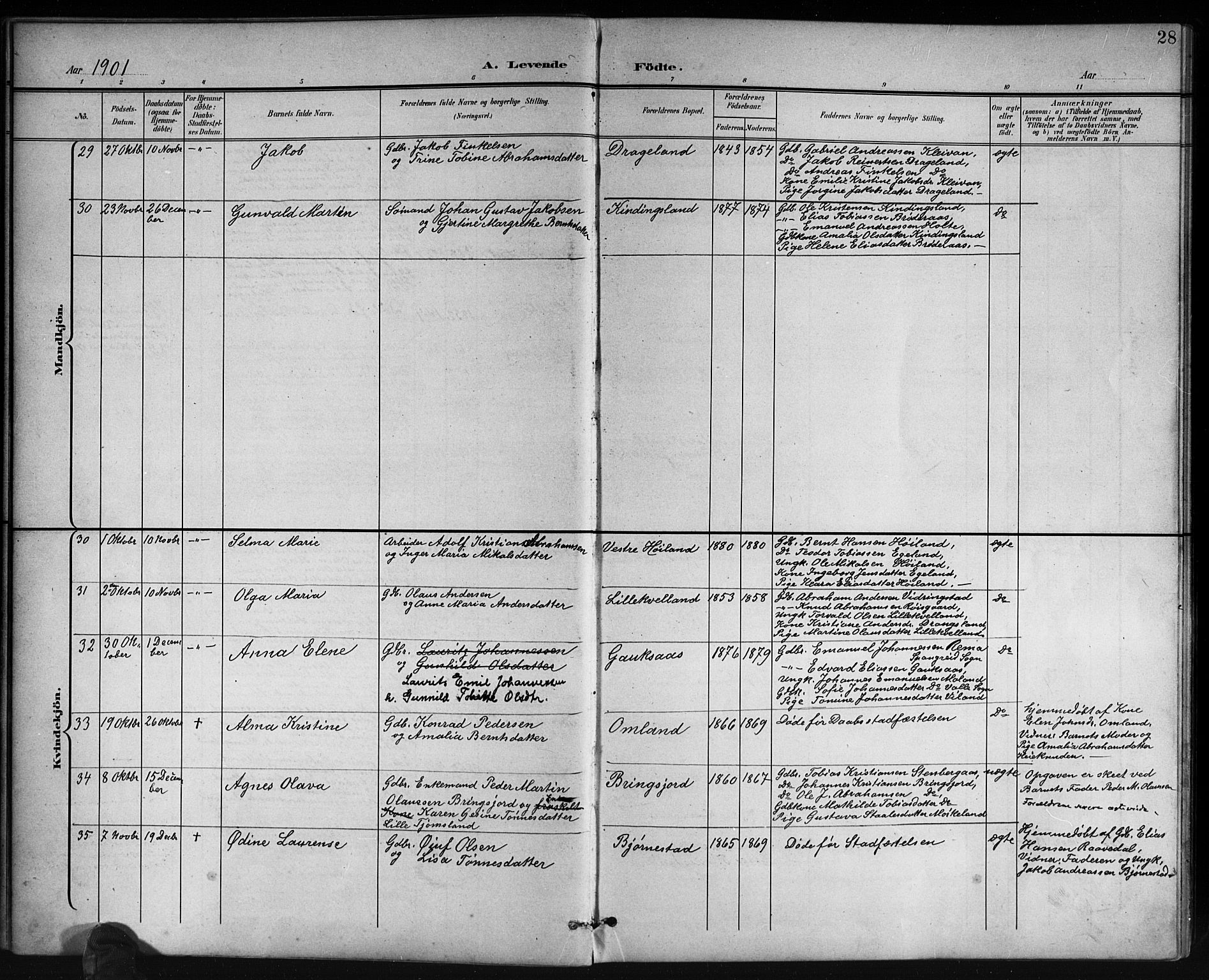 Lyngdal sokneprestkontor, AV/SAK-1111-0029/F/Fb/Fbc/L0005: Parish register (copy) no. B 5, 1897-1913, p. 28