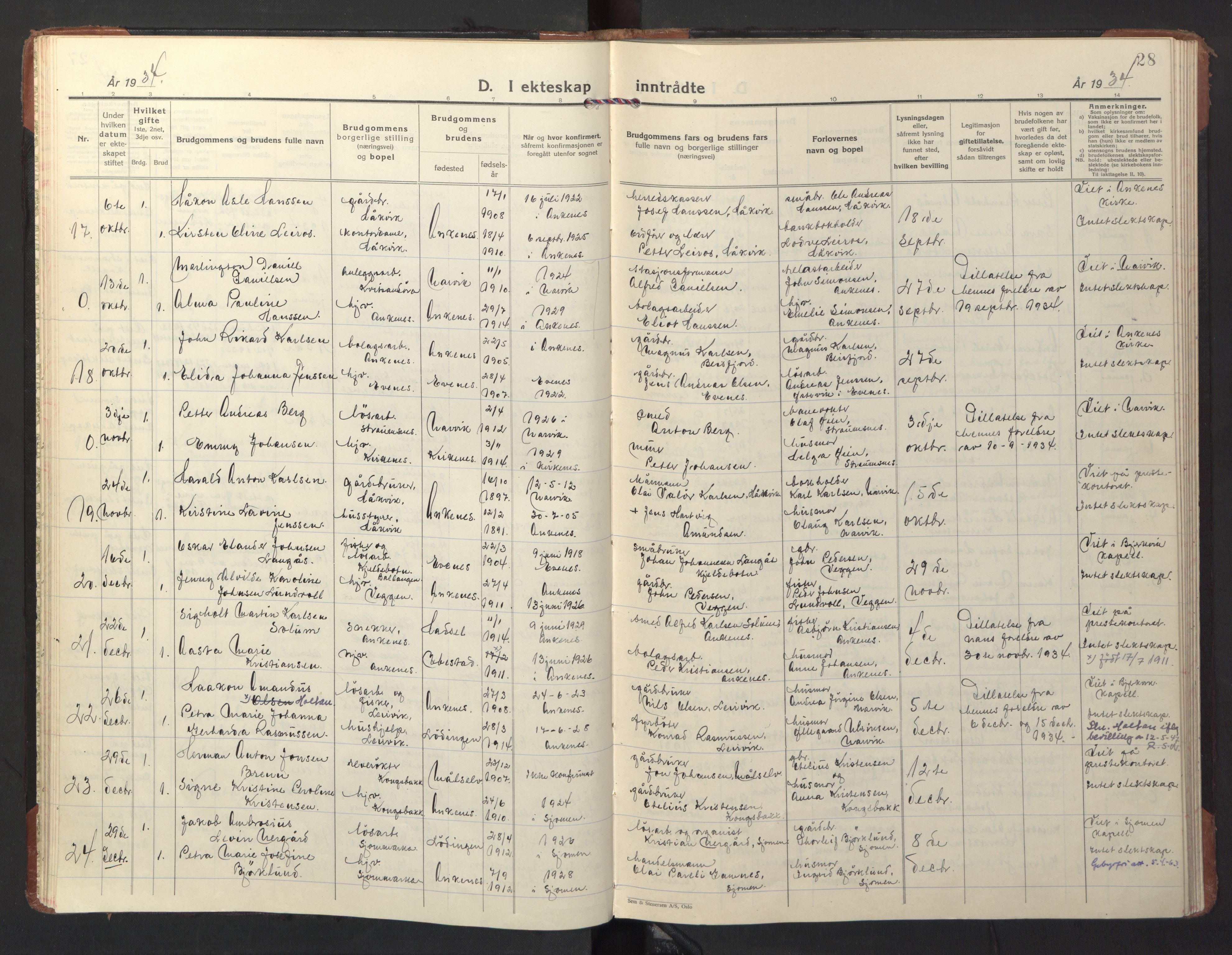 Ministerialprotokoller, klokkerbøker og fødselsregistre - Nordland, SAT/A-1459/866/L0948: Parish register (official) no. 866A11, 1929-1949, p. 28