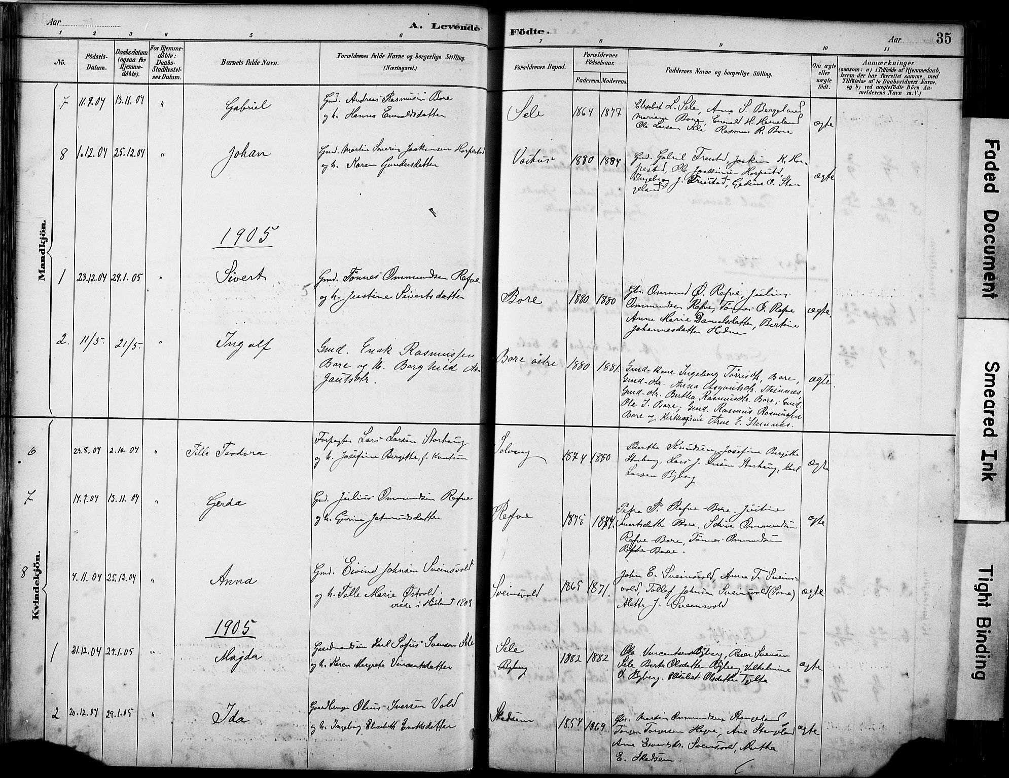 Klepp sokneprestkontor, SAST/A-101803/001/3/30BA/L0008: Parish register (official) no. A 9, 1886-1919, p. 35