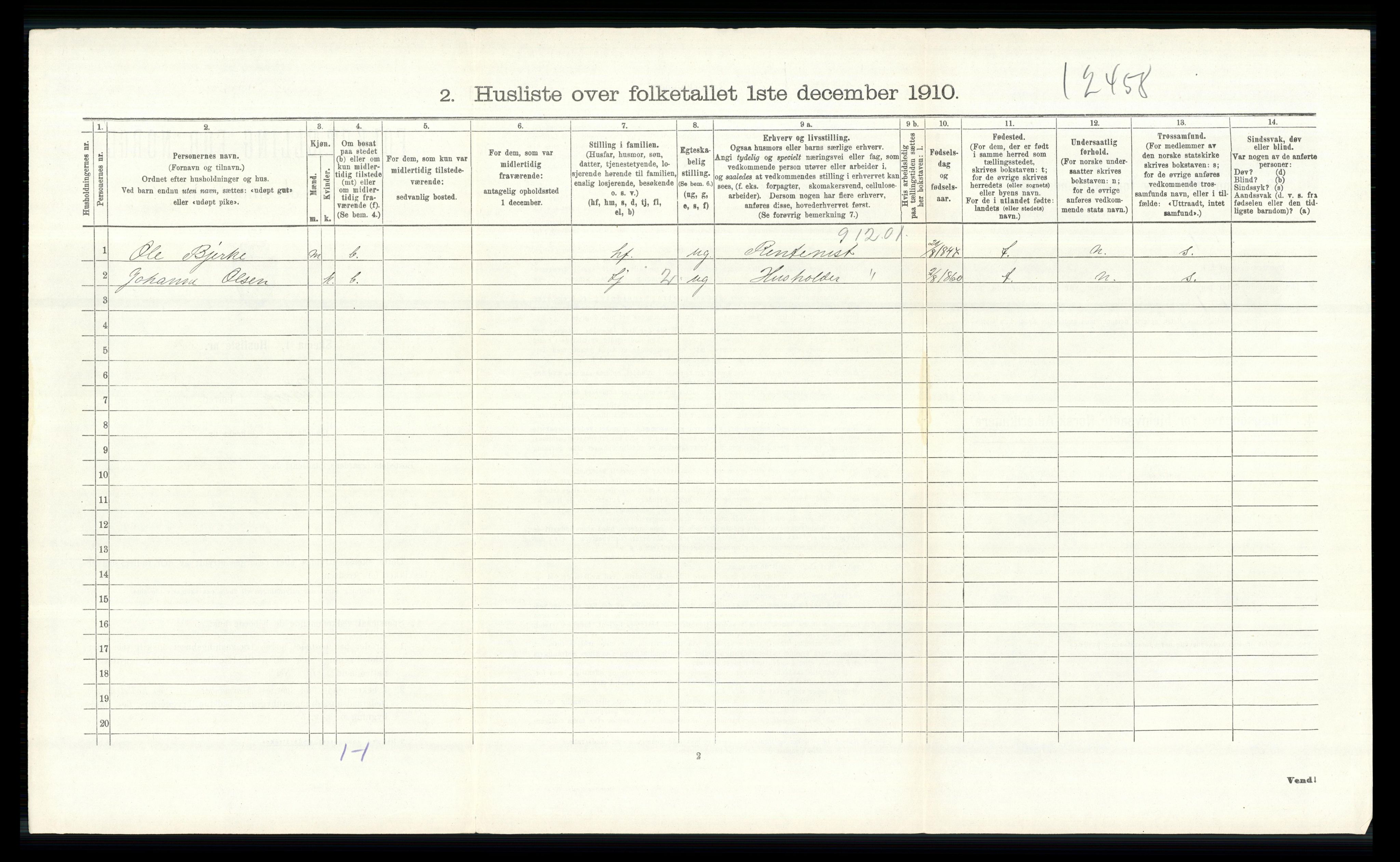 RA, 1910 census for Vang, 1910, p. 974