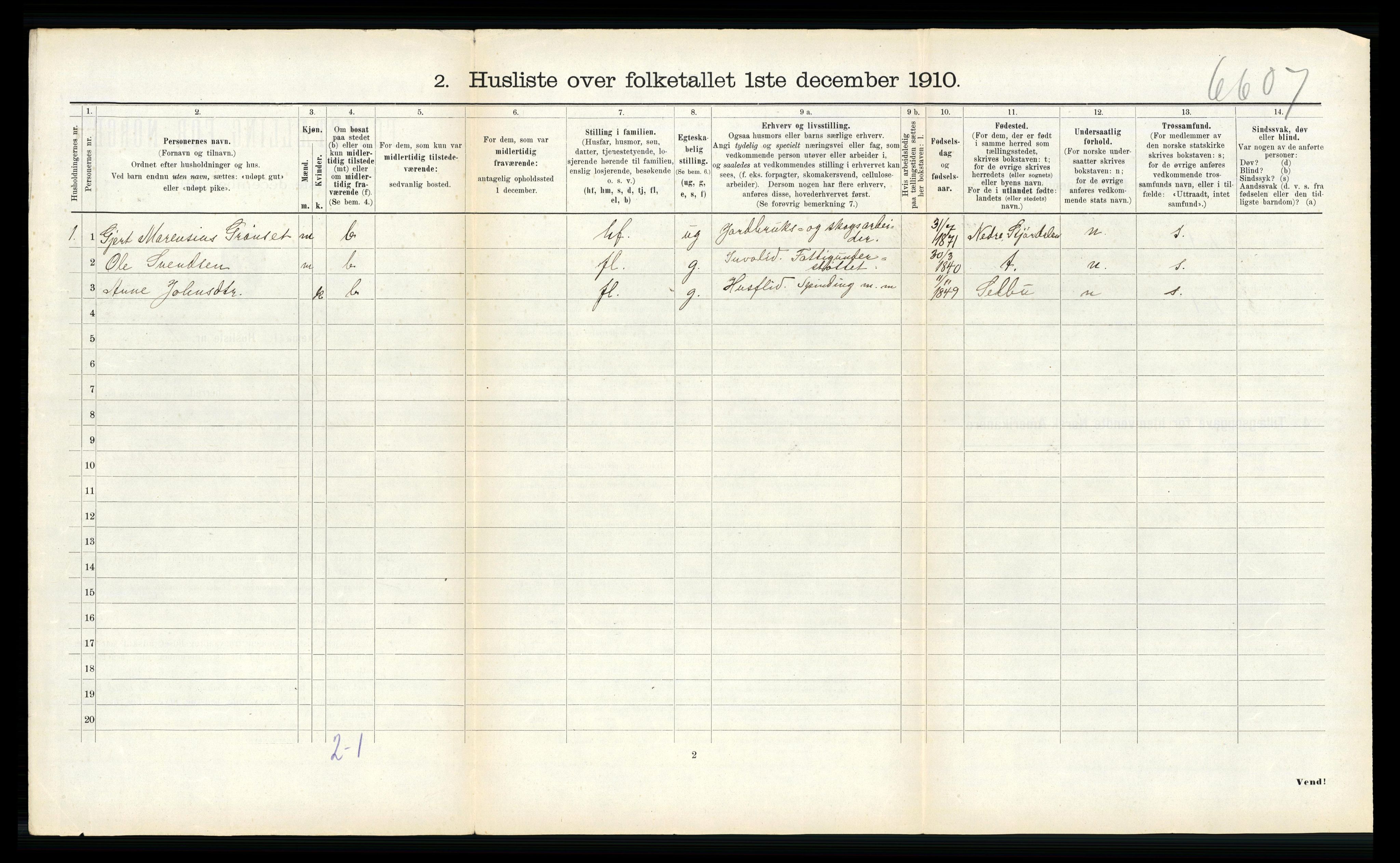 RA, 1910 census for Hegra, 1910, p. 697