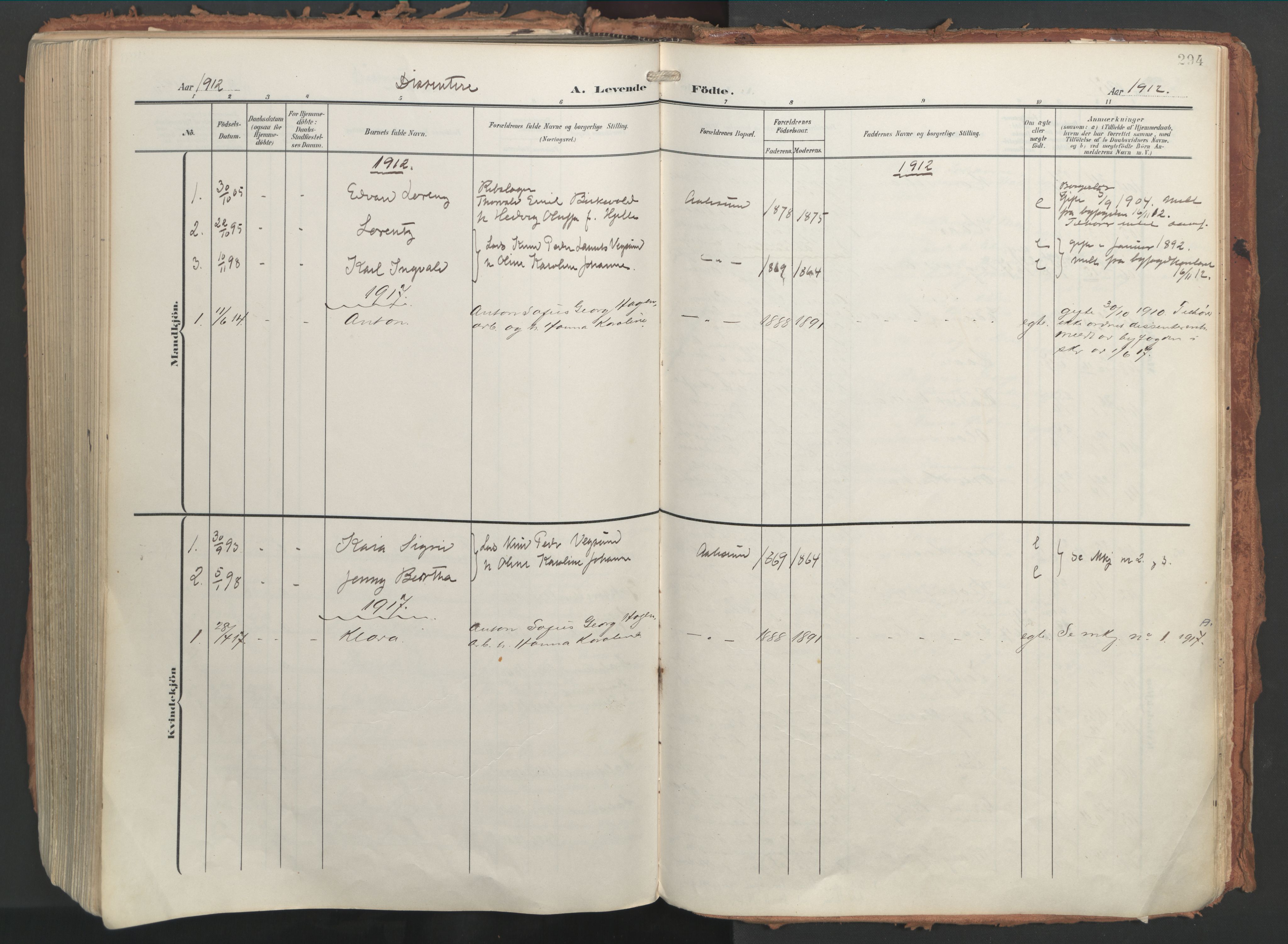 Ministerialprotokoller, klokkerbøker og fødselsregistre - Møre og Romsdal, AV/SAT-A-1454/529/L0460: Parish register (official) no. 529A10, 1906-1917, p. 294