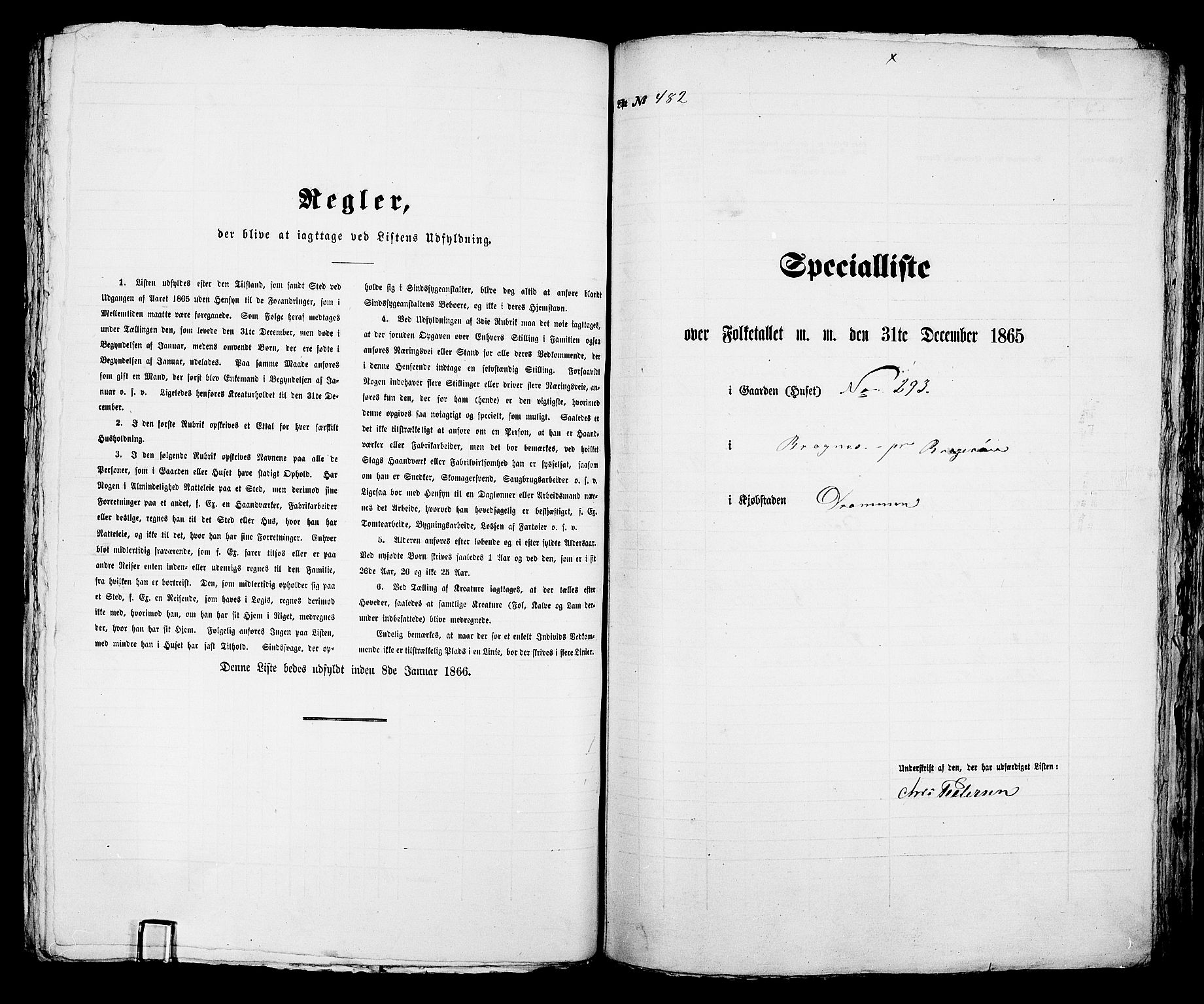 RA, 1865 census for Bragernes in Drammen, 1865, p. 1007