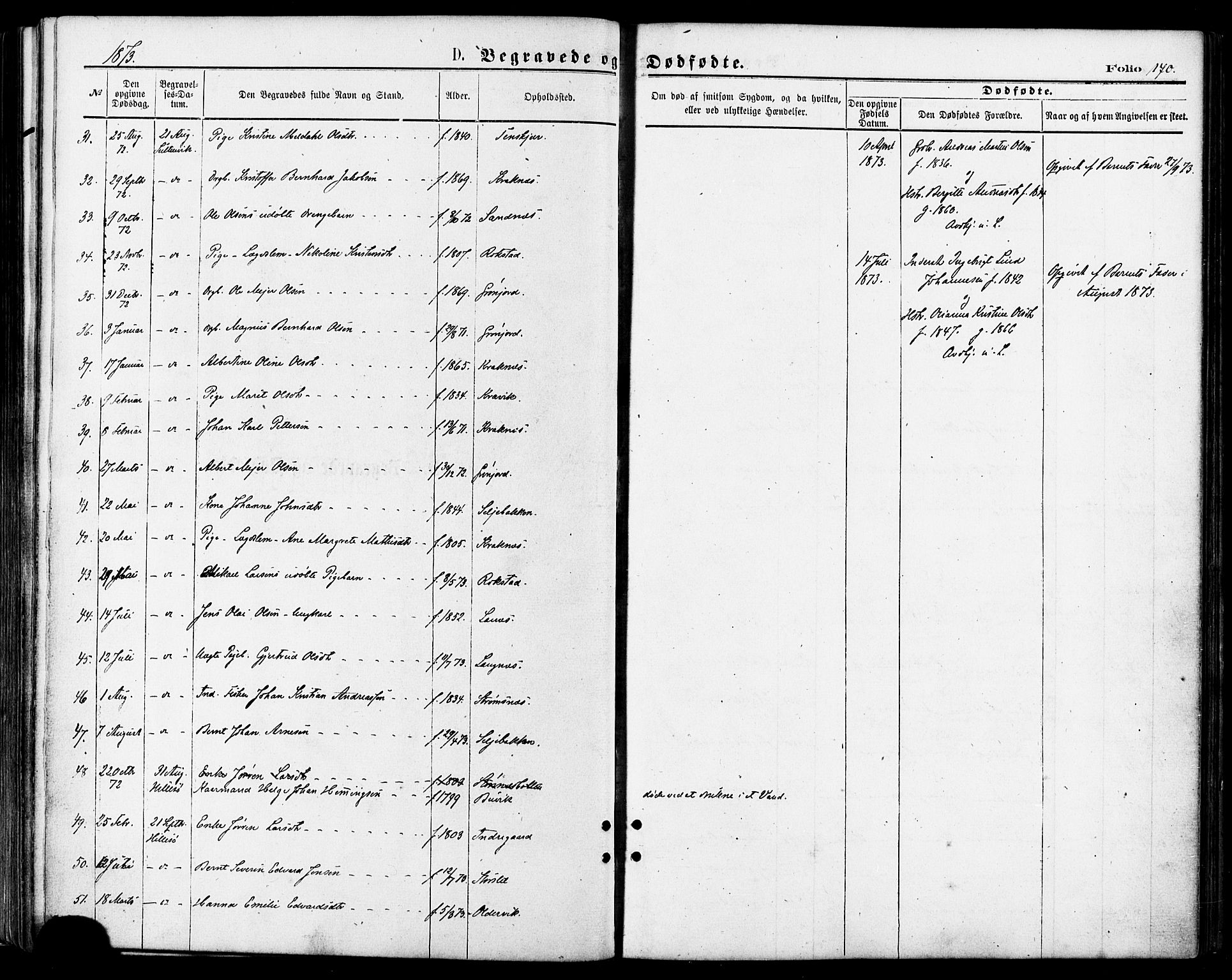 Lenvik sokneprestembete, SATØ/S-1310/H/Ha/Haa/L0010kirke: Parish register (official) no. 10, 1873-1880, p. 170