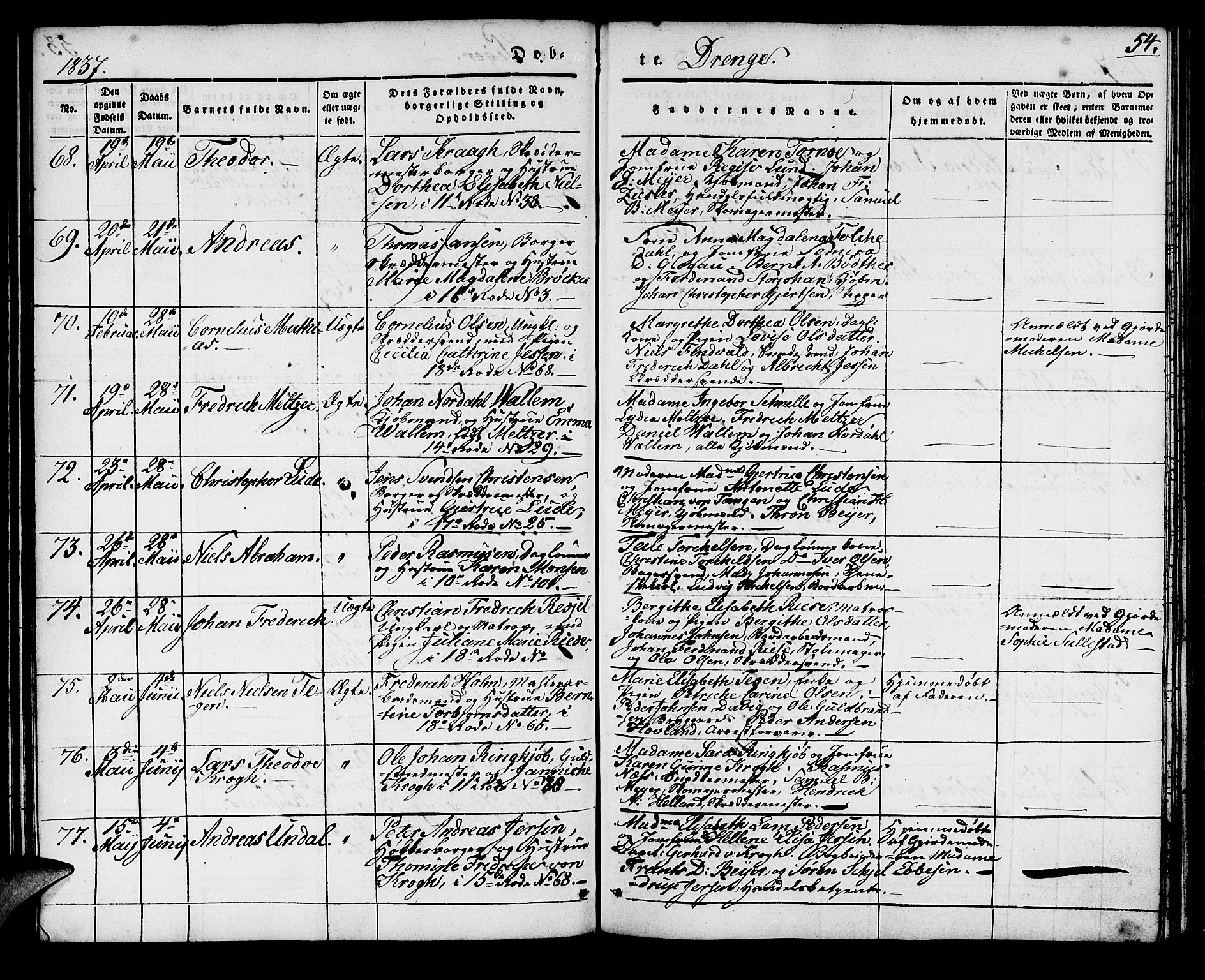 Domkirken sokneprestembete, SAB/A-74801/H/Haa/L0015: Parish register (official) no. A 14, 1835-1840, p. 54