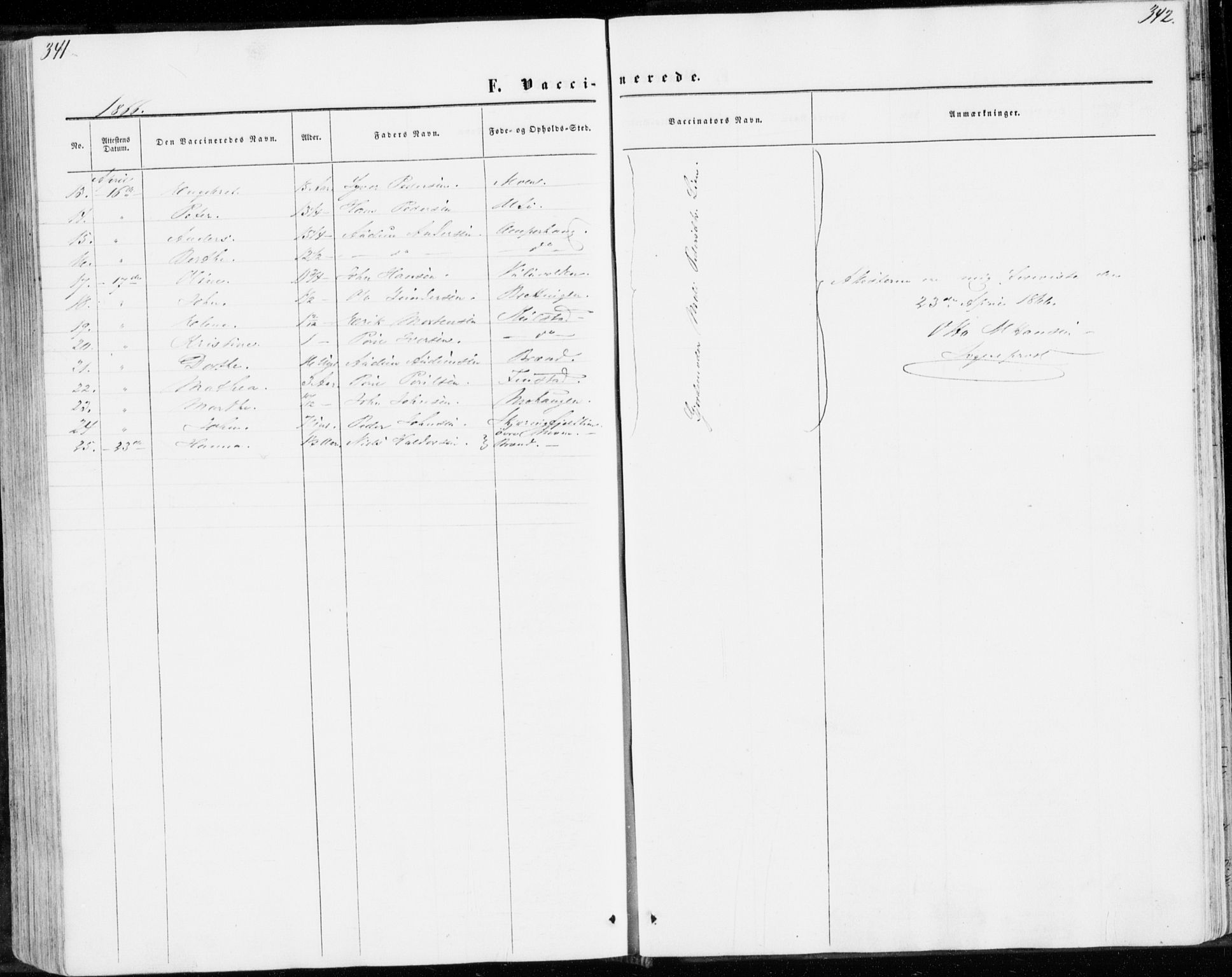 Sollia prestekontor, SAH/PREST-050/H/Ha/Haa/L0001: Parish register (official) no. 1, 1856-1885, p. 341-342