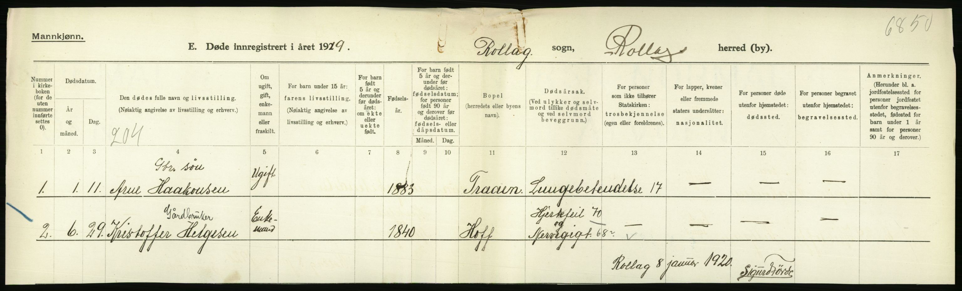 Statistisk sentralbyrå, Sosiodemografiske emner, Befolkning, RA/S-2228/D/Df/Dfb/Dfbi/L0018: Buskerud fylke: Døde. Bygder og byer., 1919, p. 340