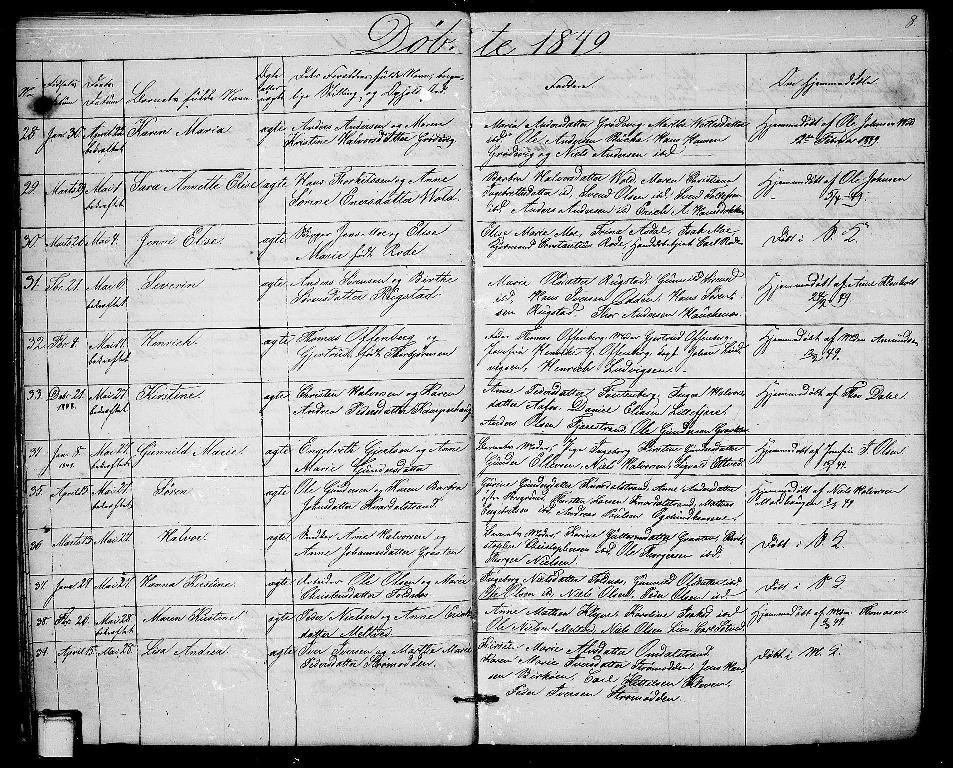 Solum kirkebøker, SAKO/A-306/G/Ga/L0003: Parish register (copy) no. I 3, 1848-1859, p. 8