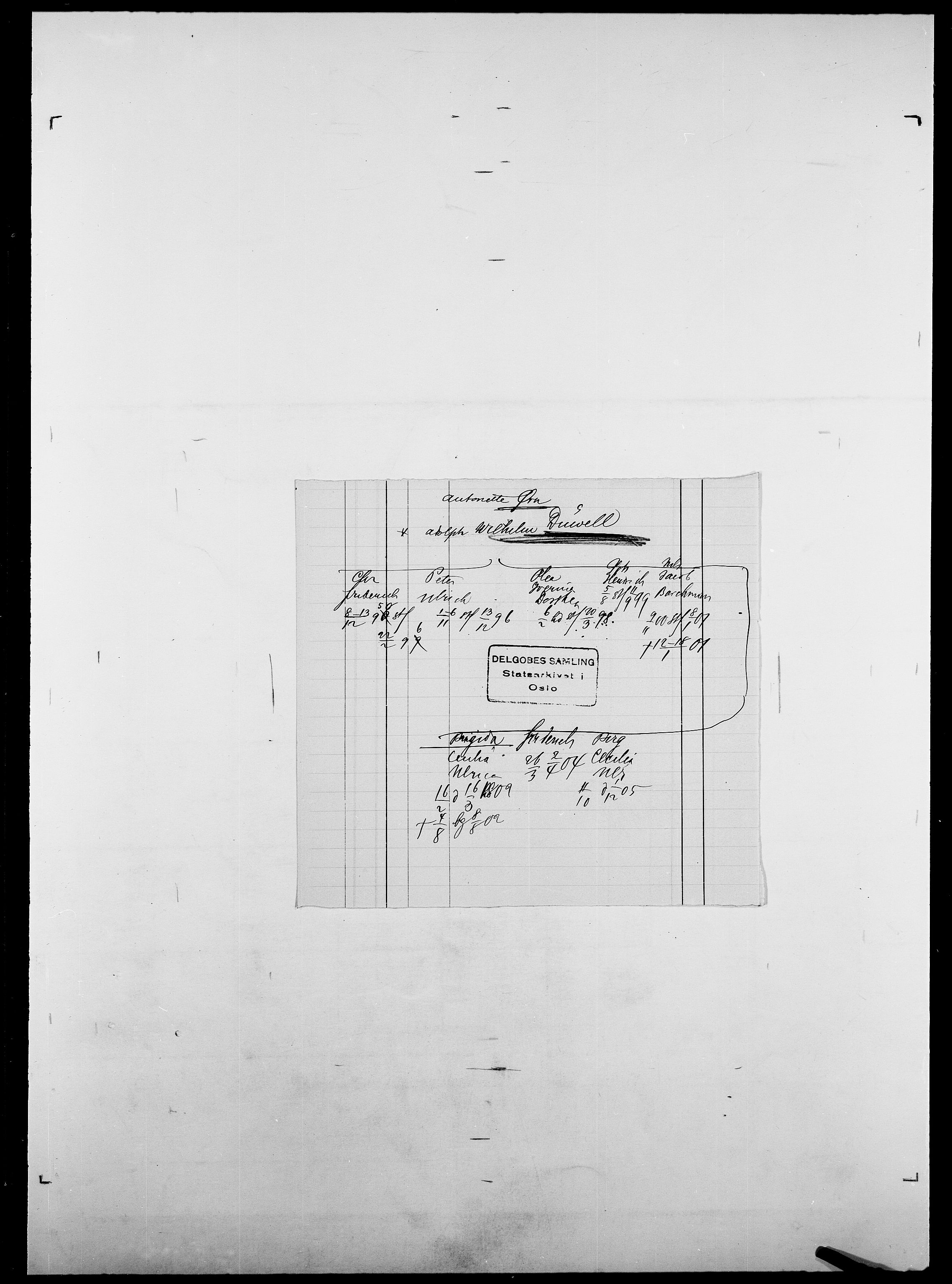 Delgobe, Charles Antoine - samling, AV/SAO-PAO-0038/D/Da/L0009: Dahl - v. Düren, p. 873