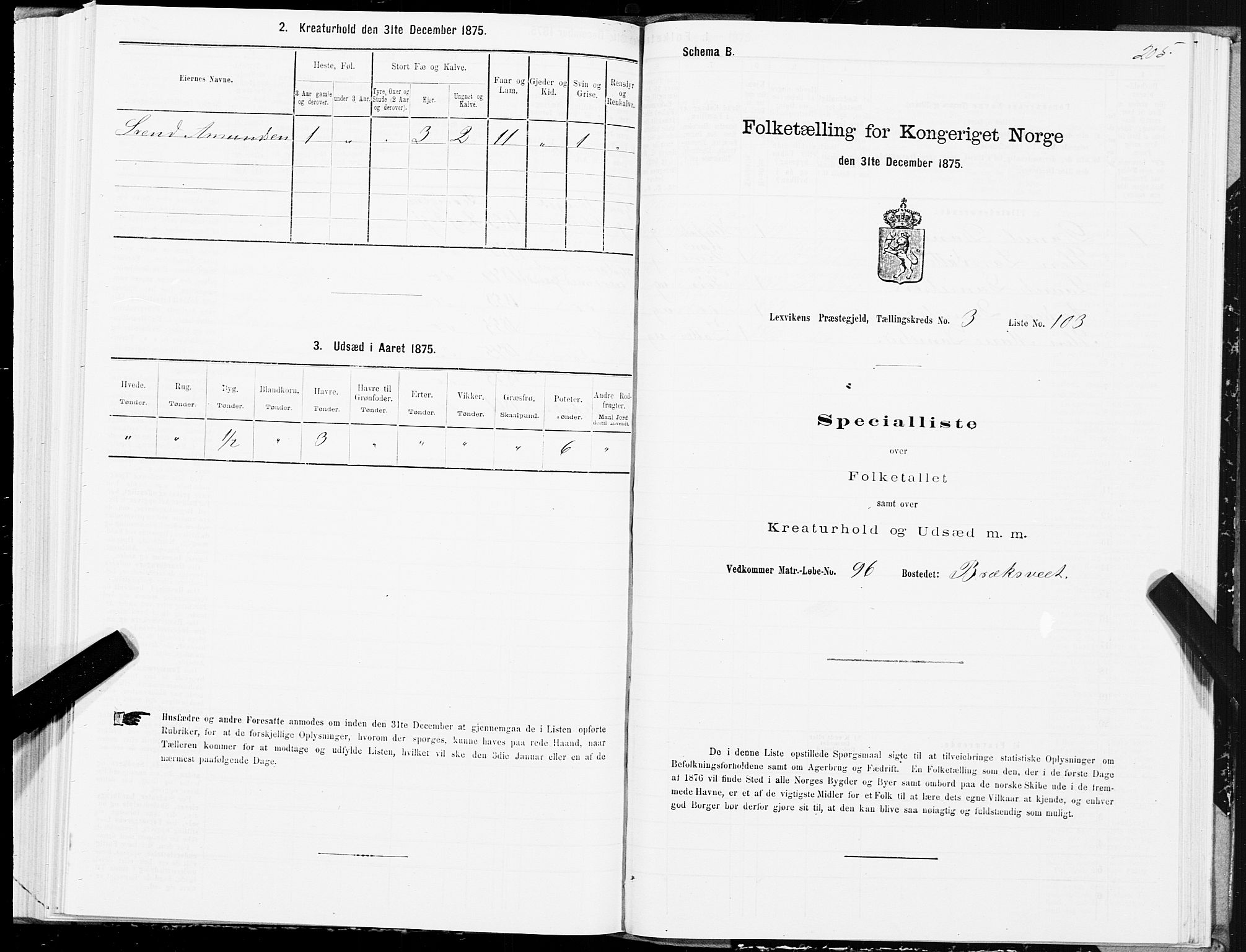 SAT, 1875 census for 1718P Leksvik, 1875, p. 2205