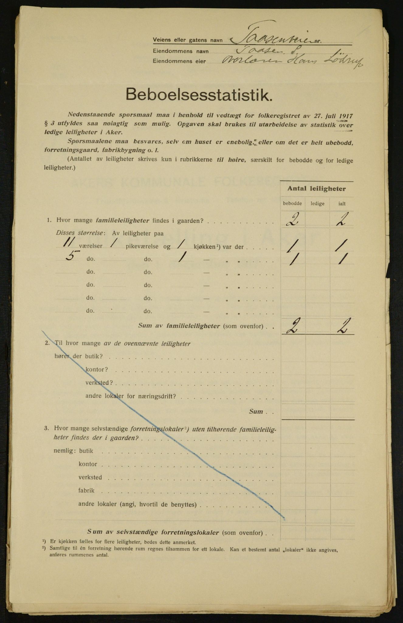 OBA, Municipal Census 1917 for Aker, 1917, p. 11703